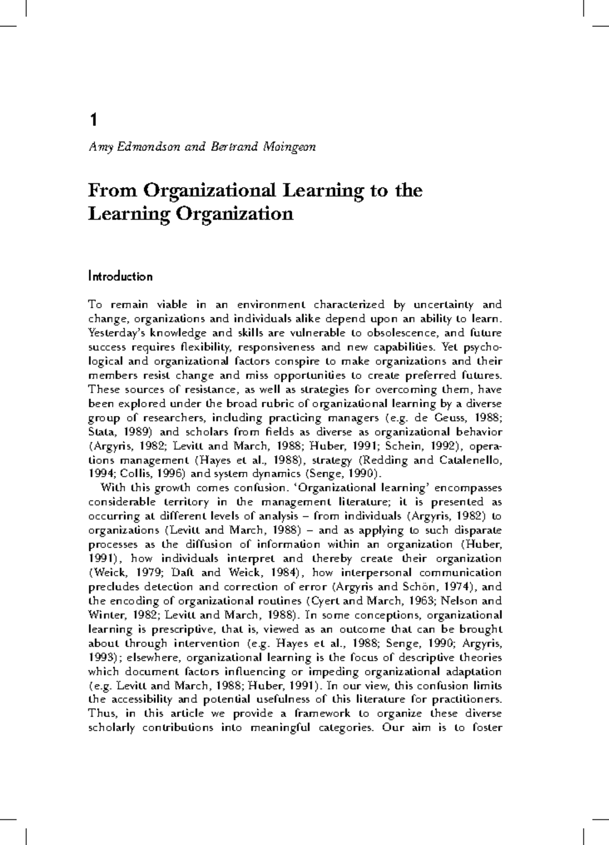 Organizational Learning and the Learning Organization: A Framework for ...