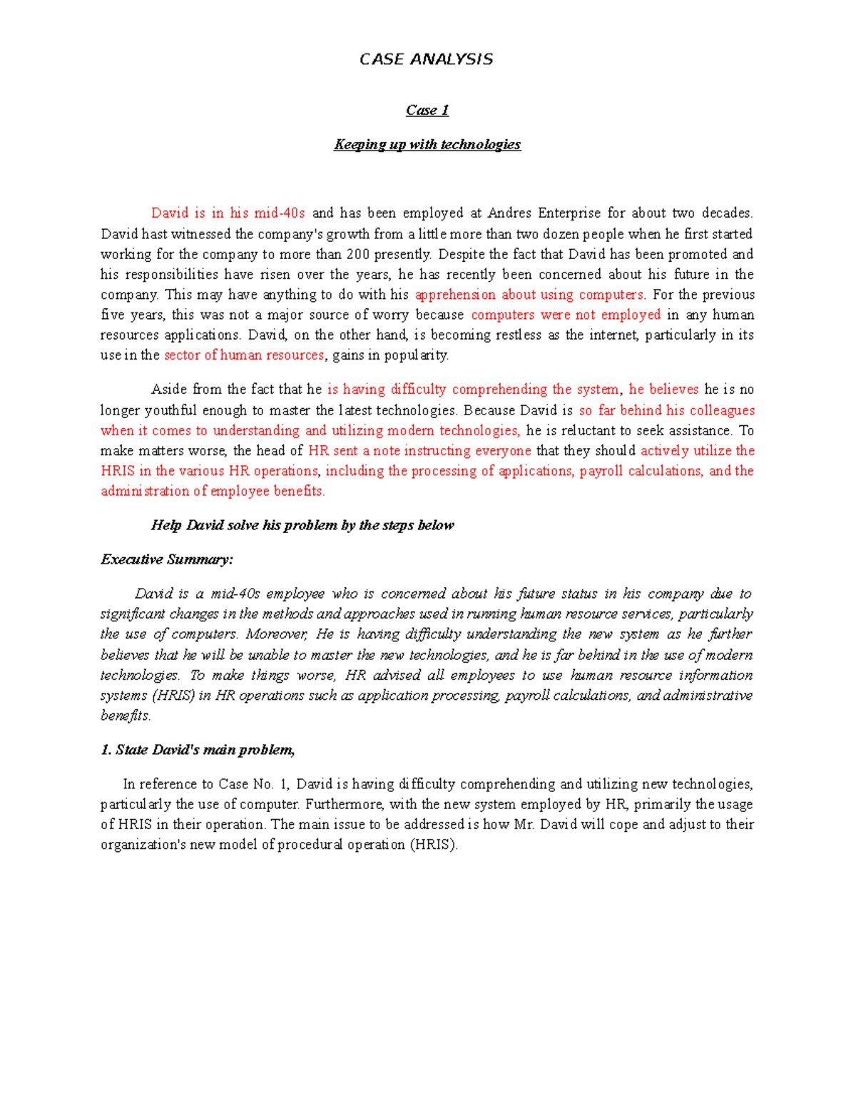 Human Resources Management Case Study Analysis (HRM 201) - Studocu