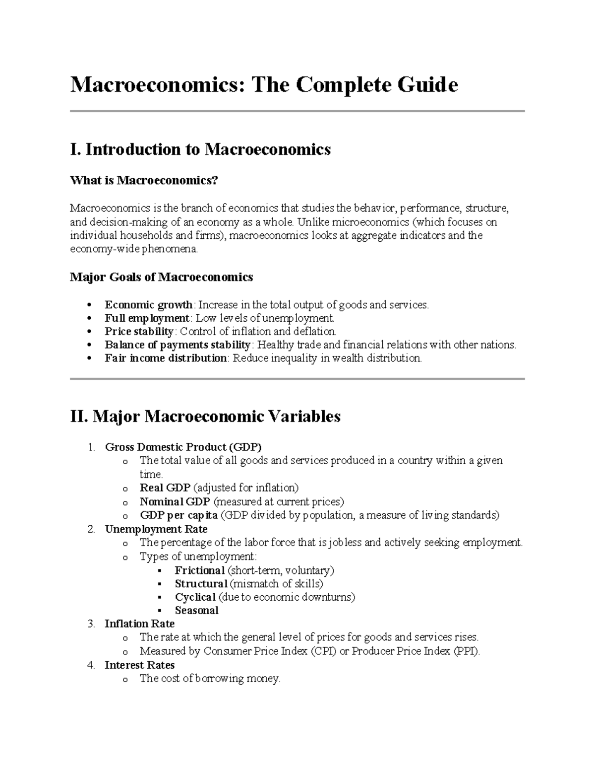 Macroeconomics Master Study Pack: Key Concepts & Exam Tips - Studocu