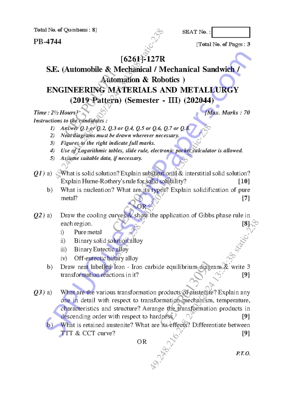 Be Mechanical Engineering Semester 3 (202044) EMM 2019 Exam Notes - Studocu
