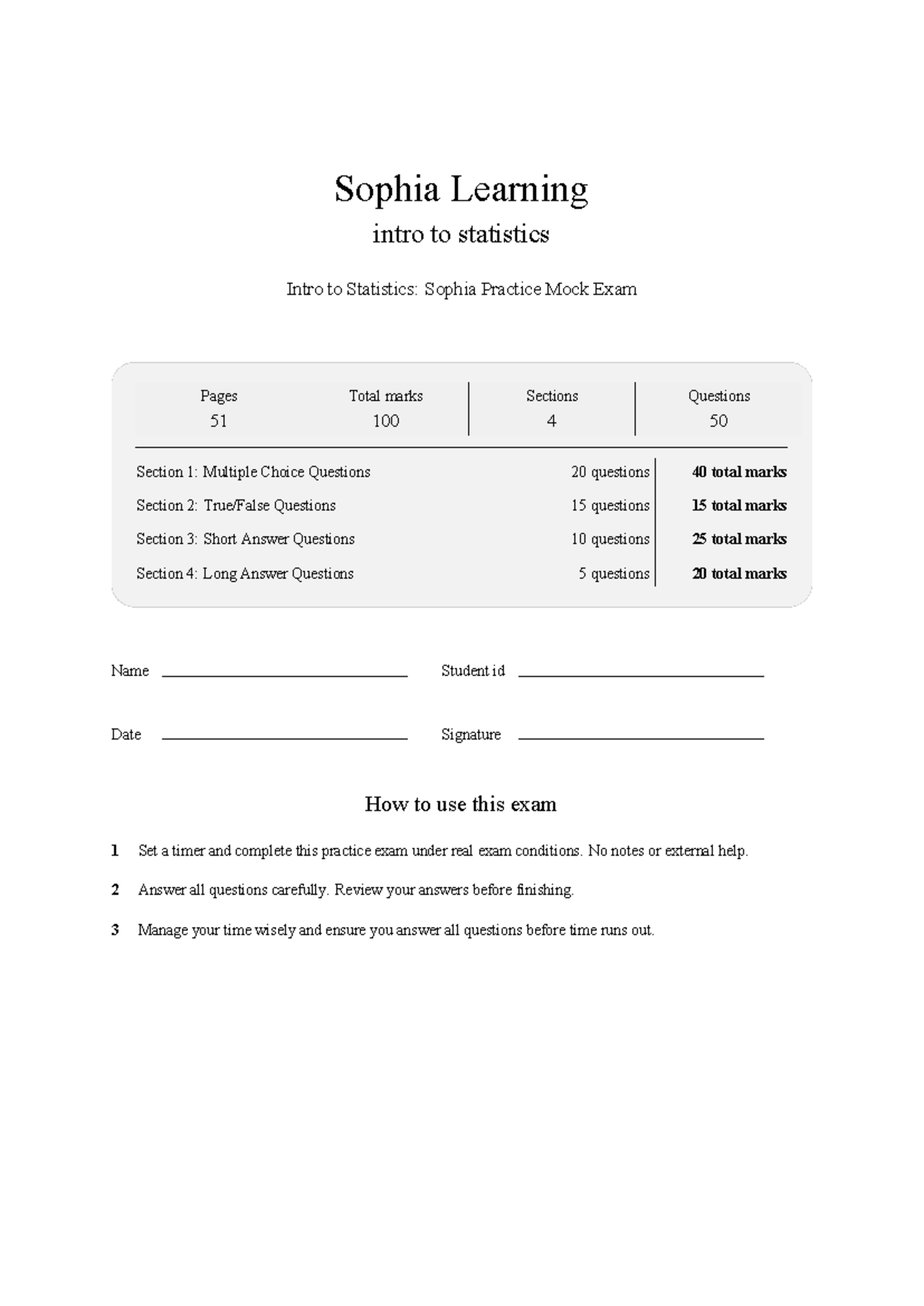 STAT1001 Intro to Statistics Mock Exam 2026: Practice Questions - Studocu