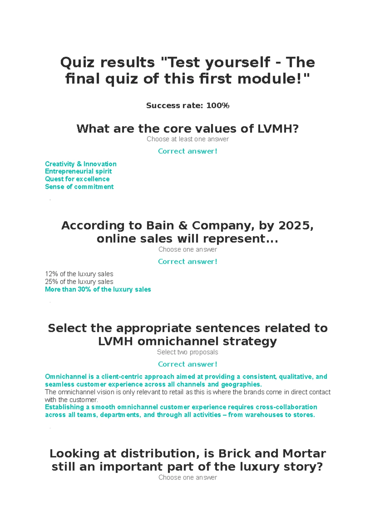 MID QUIZ 1 - Inside LVMH - Quiz results 