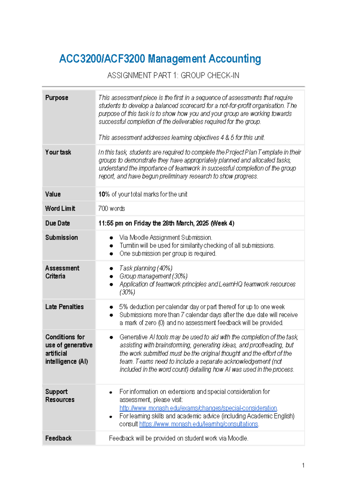 ACC 3200/ACF3200 Group Check-in Assessment Specifications for Part 1 ...