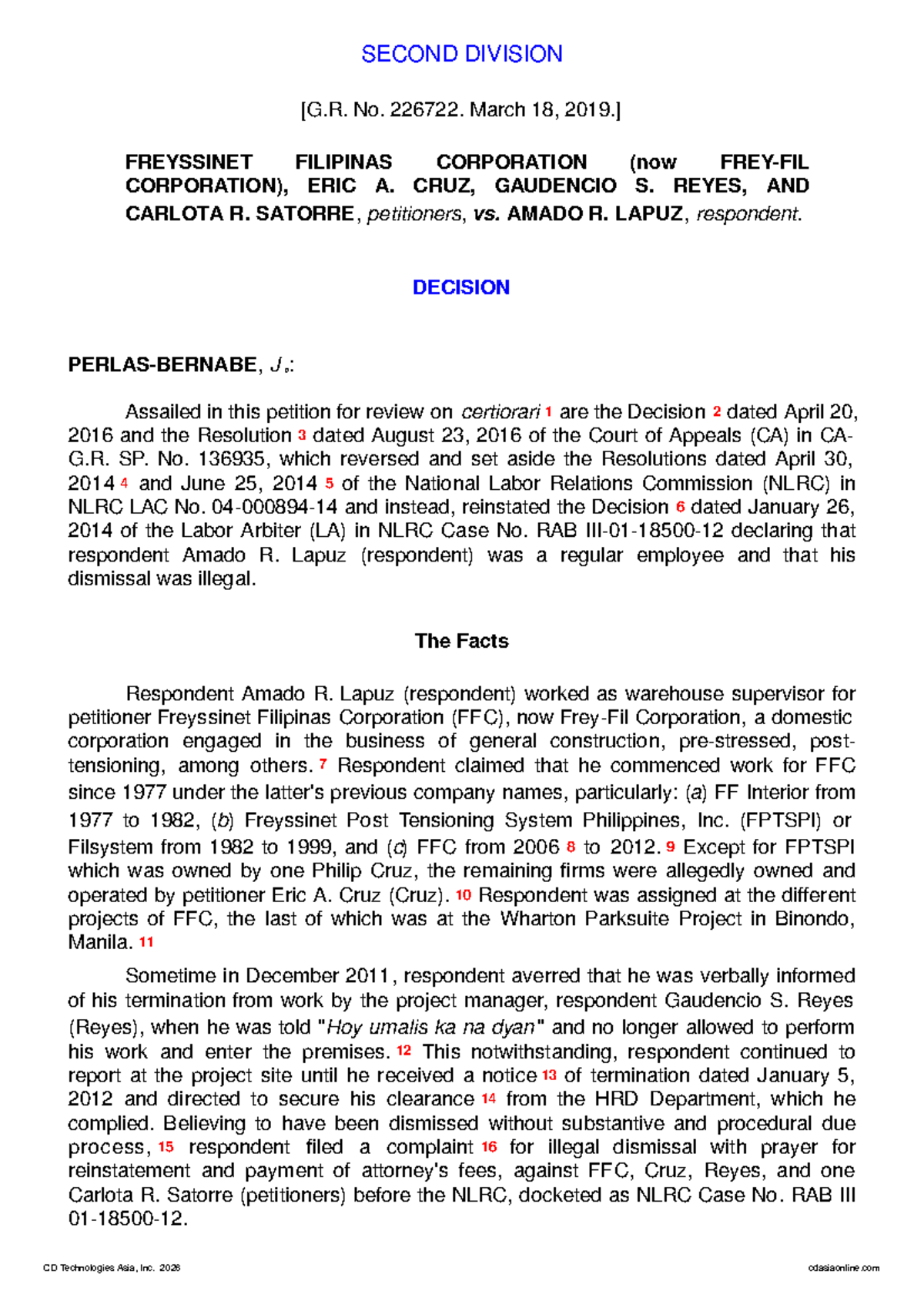 Freyssinet Filipinas Corp. v. Lapuz: NLRC Case No. RAB Decision ...
