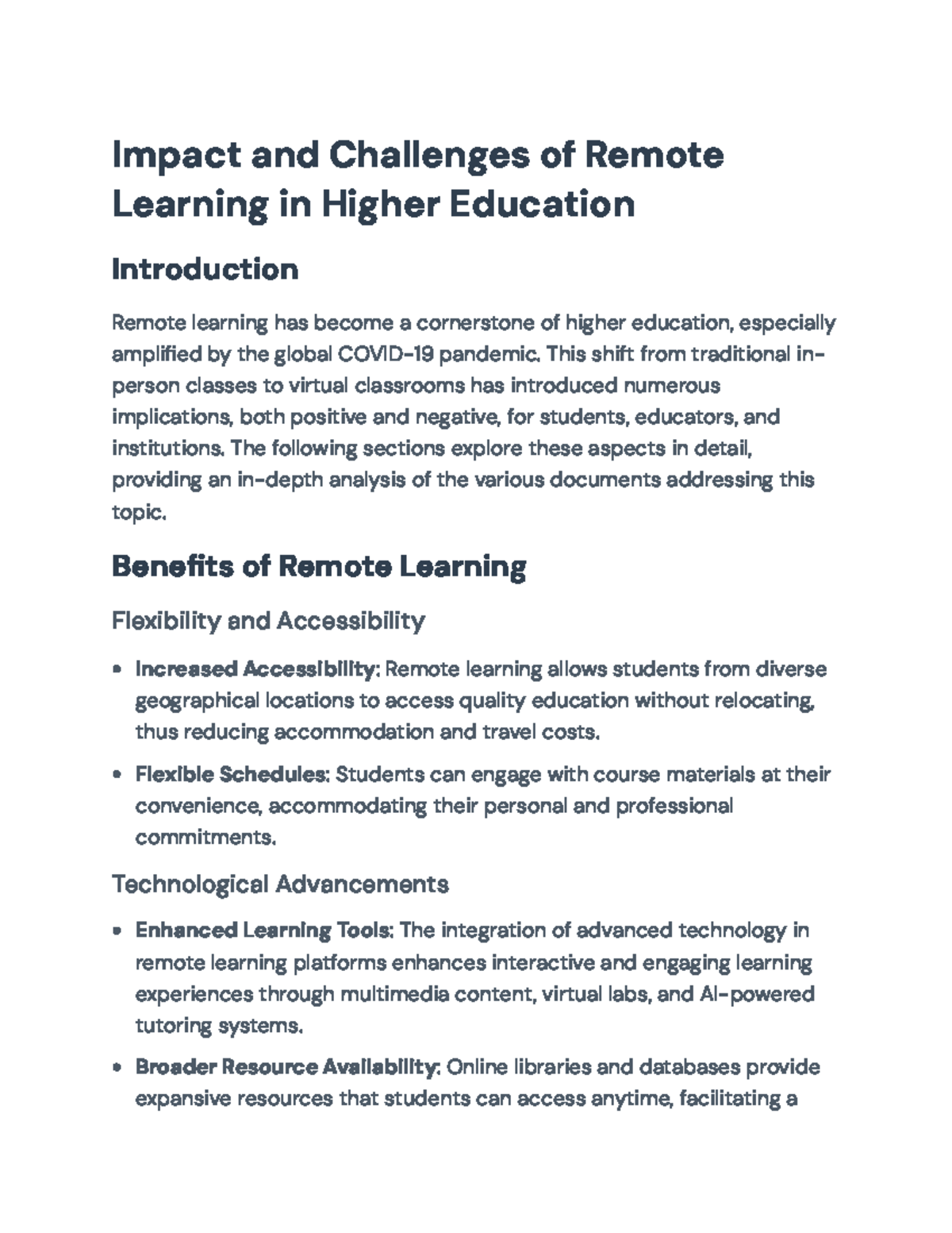 Impact and Challenges of Remote Learning in Higher Education - Impact ...