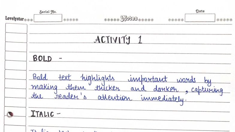 Formatting Styles and Text Emphasis Notes (ACTIVITY 1 & 2) - Studocu