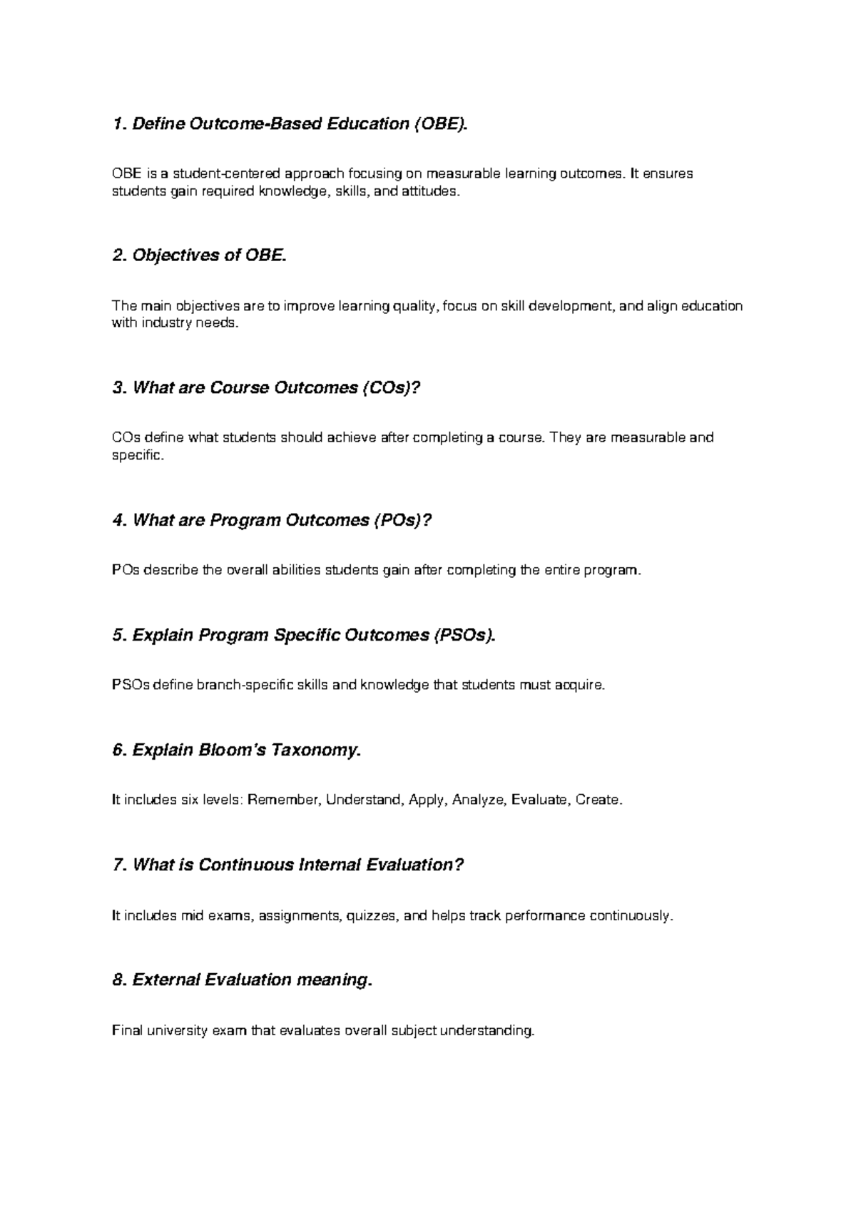 OB NR21: Comprehensive Guide to Outcome-Based Education (OBE) - Studocu