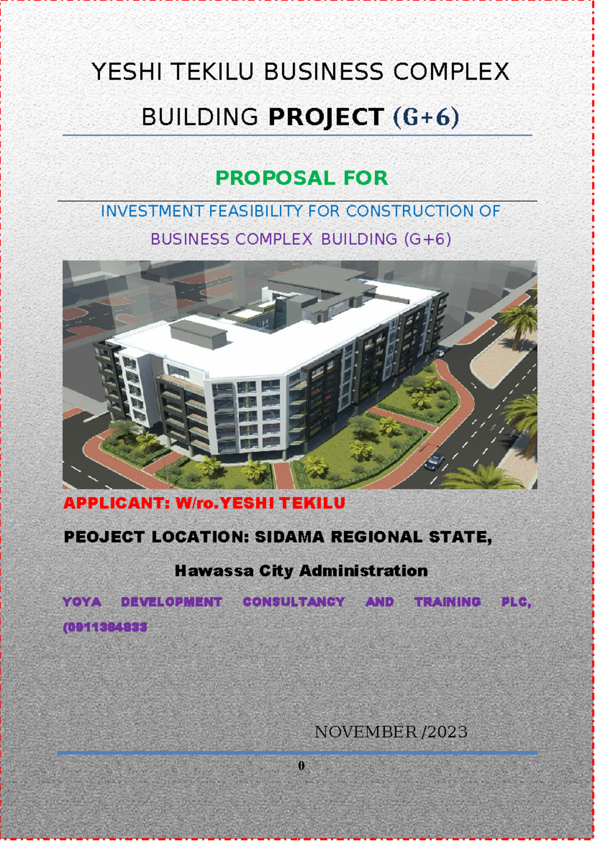 Investment feasibility study for the Yeshi Tekilu business complex ...
