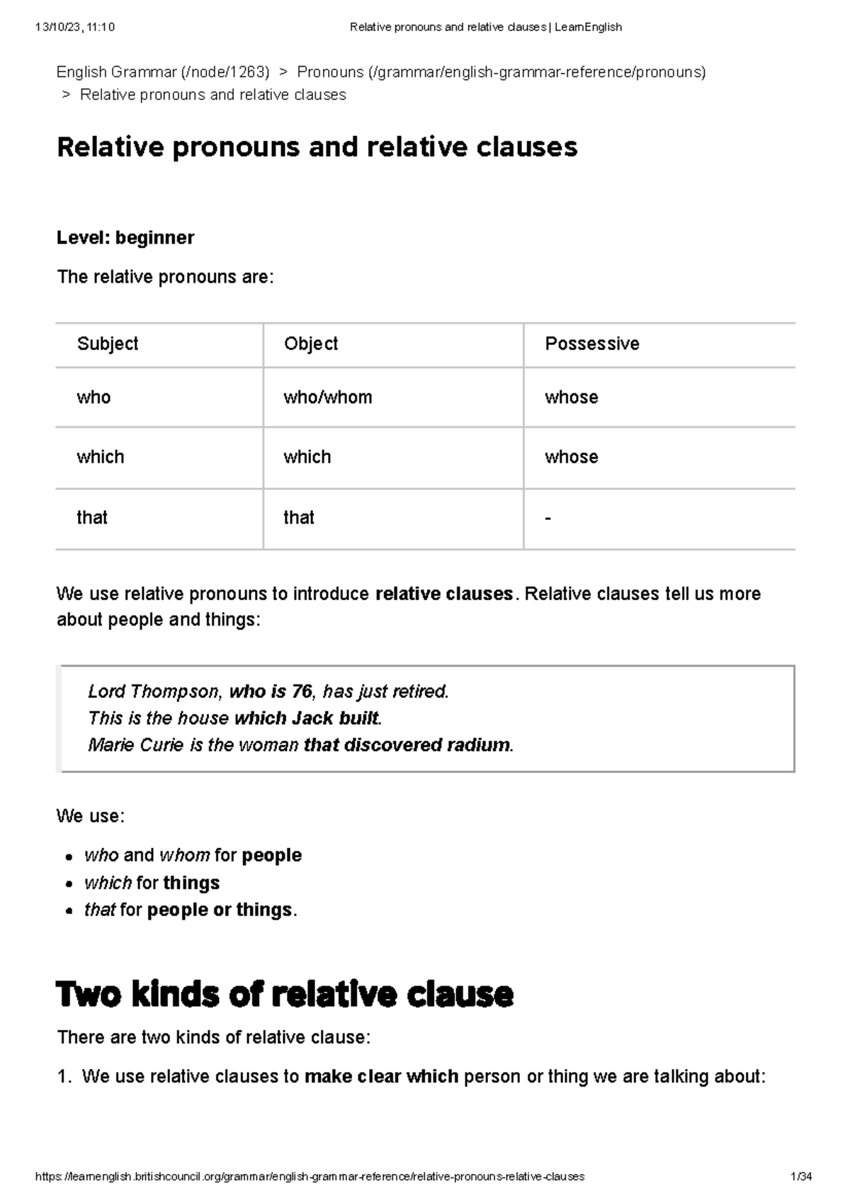 Relative pronouns and relative clauses - English Grammar (/node/1263 ...