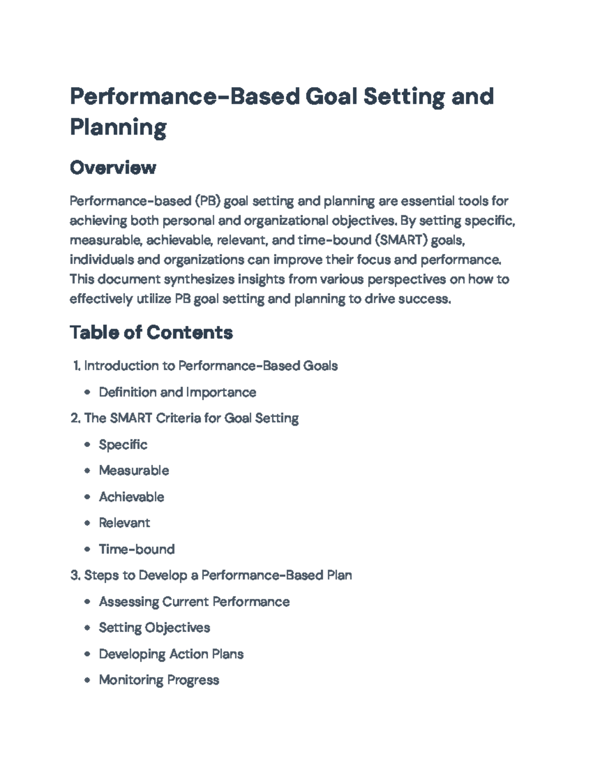 Performance-Based Goal Setting and Planning: A Comprehensive Guide ...