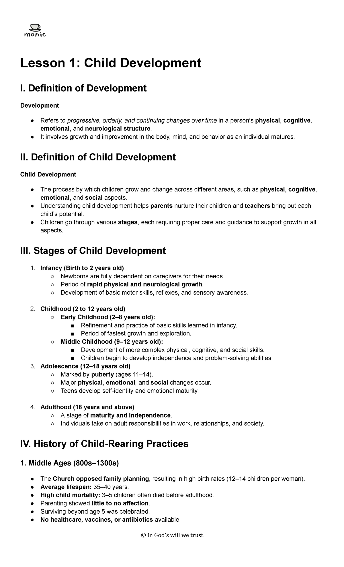 Child Development I: Key Concepts and Stages Overview (PRCHILD 101 ...