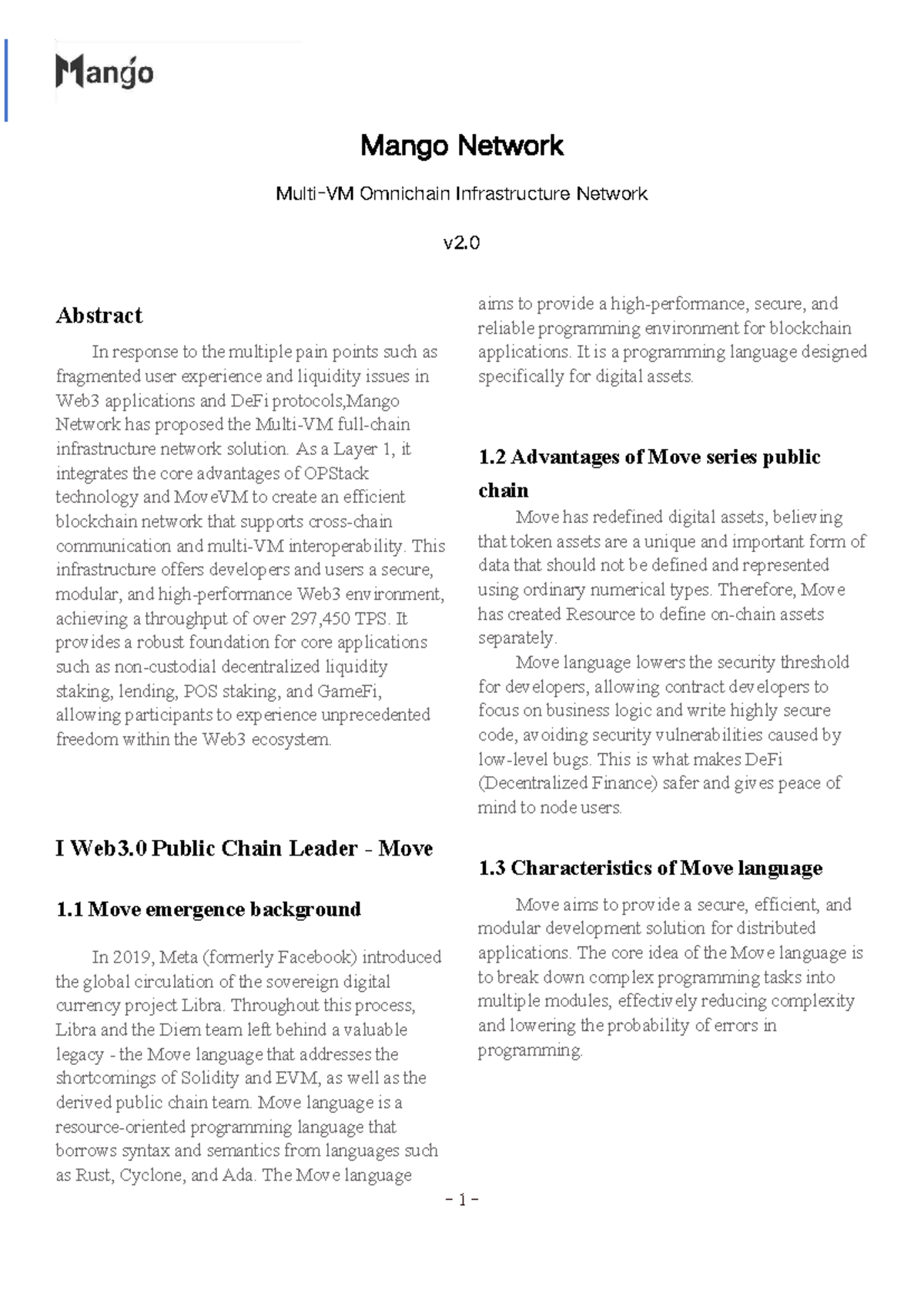 Mango Network Whitepaper v2.0: Omnichain Infrastructure Insights - Studocu