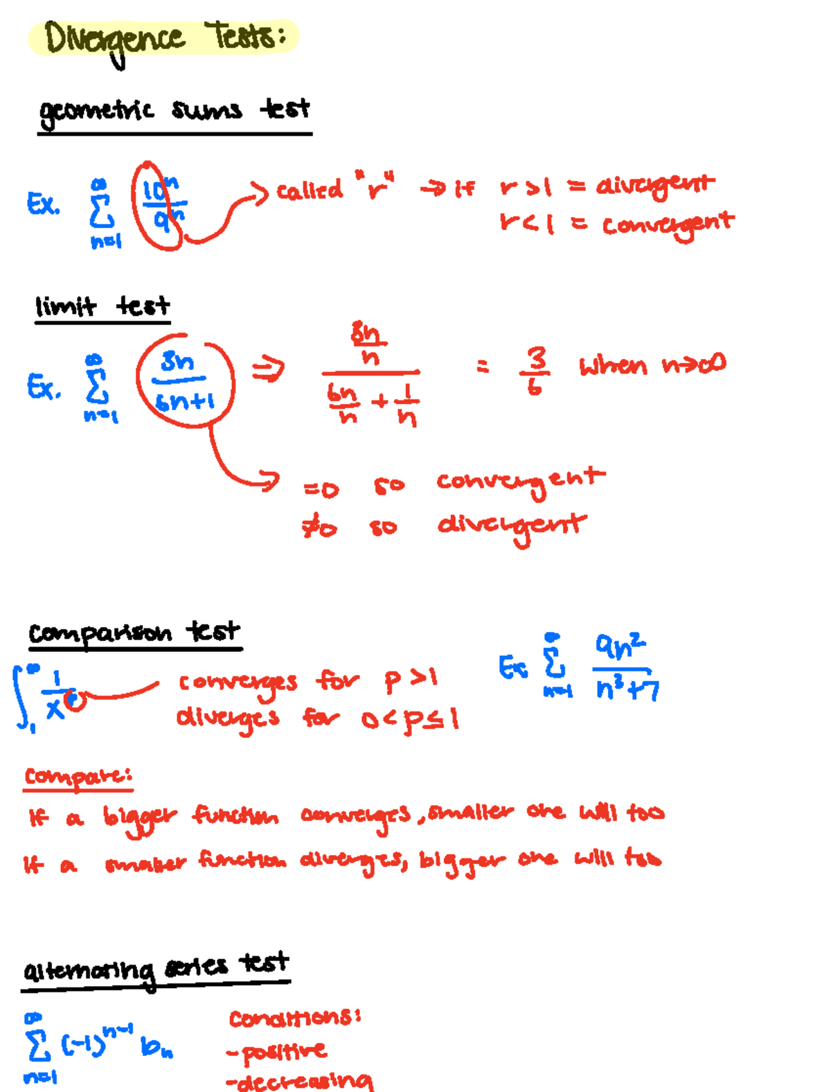 Note Apr 18, 2020 - Divergence test notes - Divergence Tests geometric ...