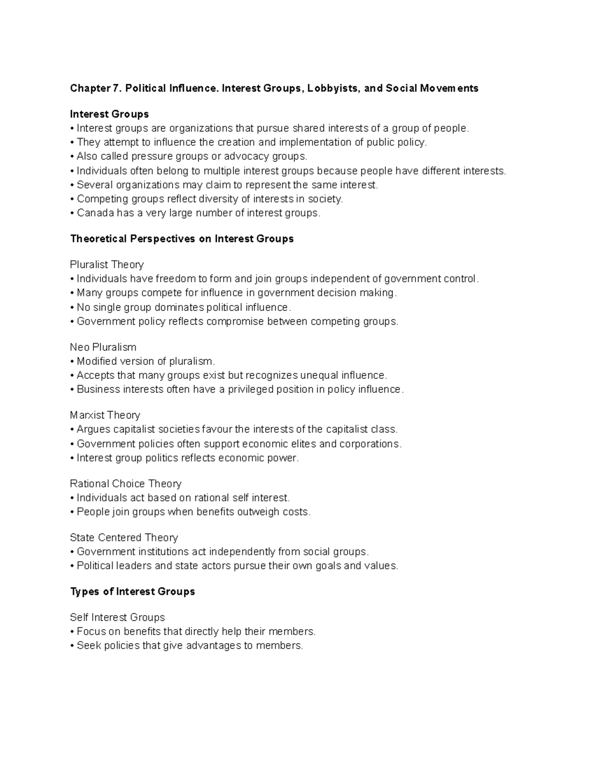 POG 110 - Chapter 7: Political Influence, Interest Groups, and Lobbying ...