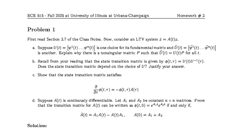 ECE 515 Fall 2025 Homework 3 Solutions and Explanations - Studocu
