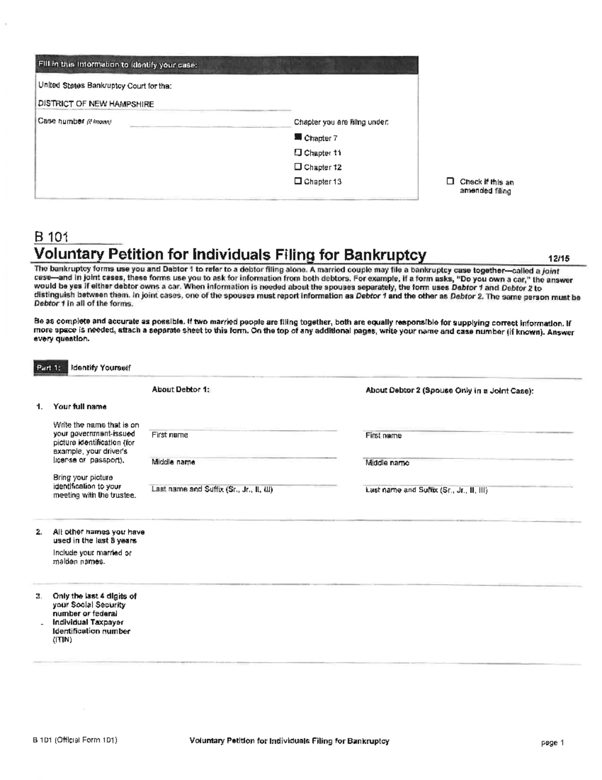 Bankruptcy Petition Guide: Official Forms & Instructions (NH) - Studocu