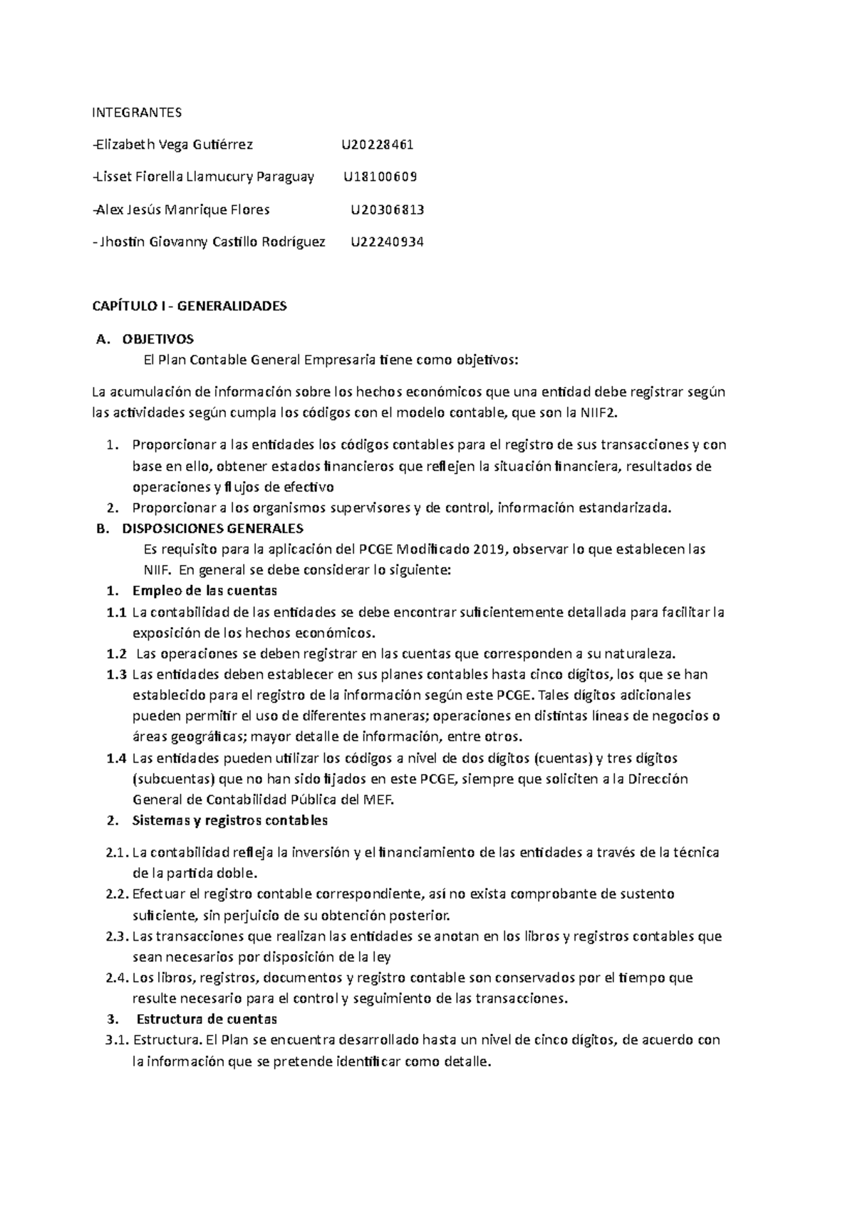 Resumen Grupo 6 PCG - tarea del plan contable - INTEGRANTES -Elizabeth ...