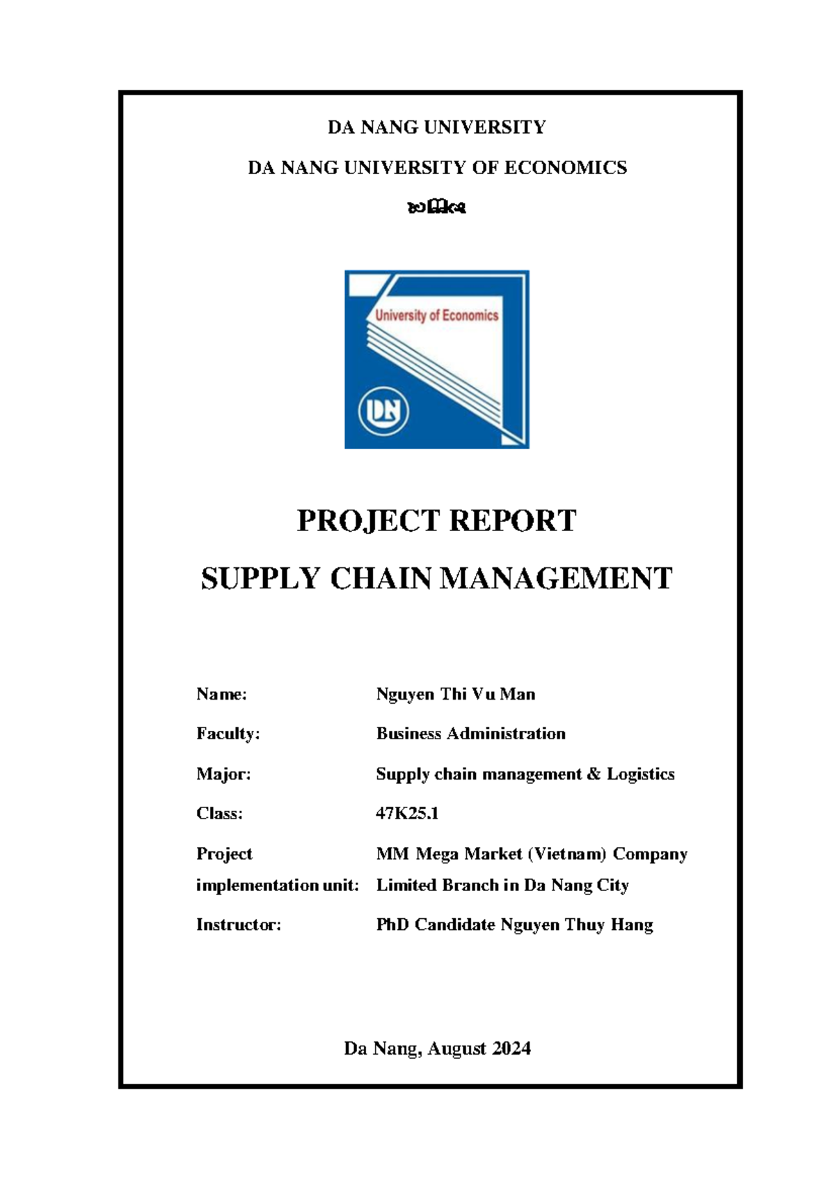 Project Report on Supply Chain Management at MM Mega Market (47K25.1 ...