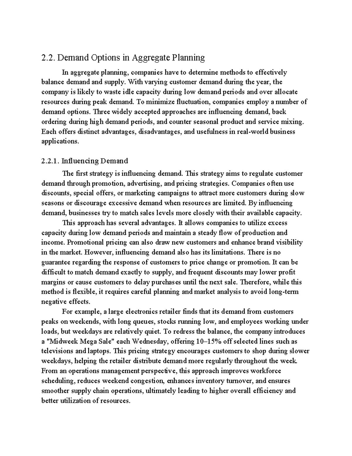 Demand Options in Aggregate Planning: Strategies for Balancing Supply ...