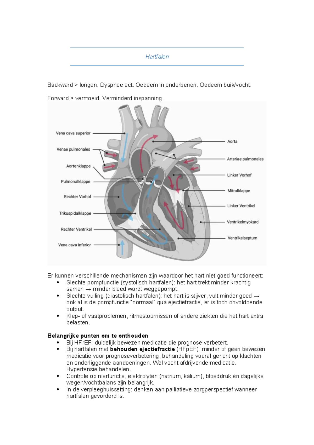 Hartfalen: Mechanismen, Symptomen en Medicatie (Med. 101) - Studeersnel