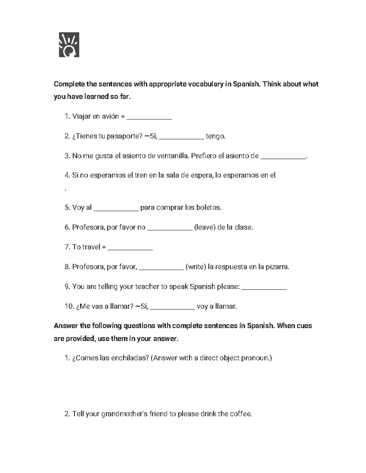 2.4.10 Practice: Spoken Assignment on Spanish Idioms and Feelings - Studocu