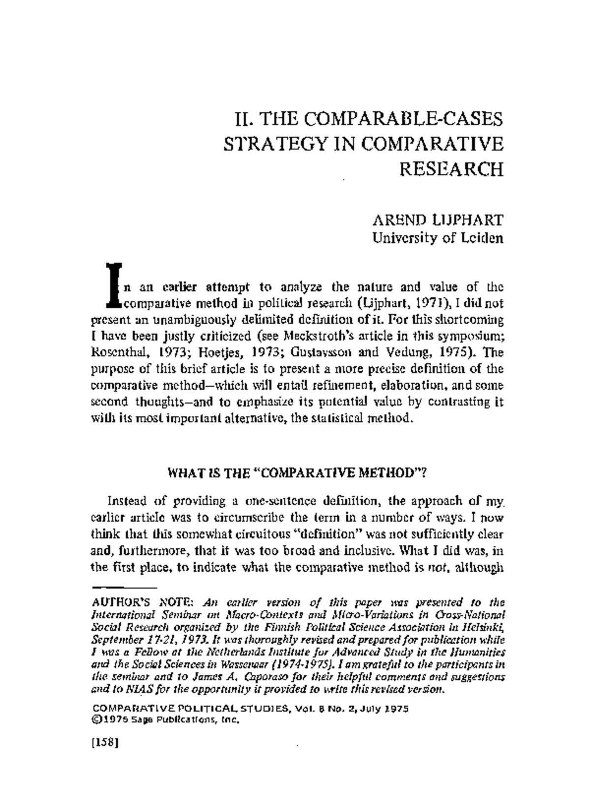 Comparative Method in Political Research: Analysis and Strategies (POL ...
