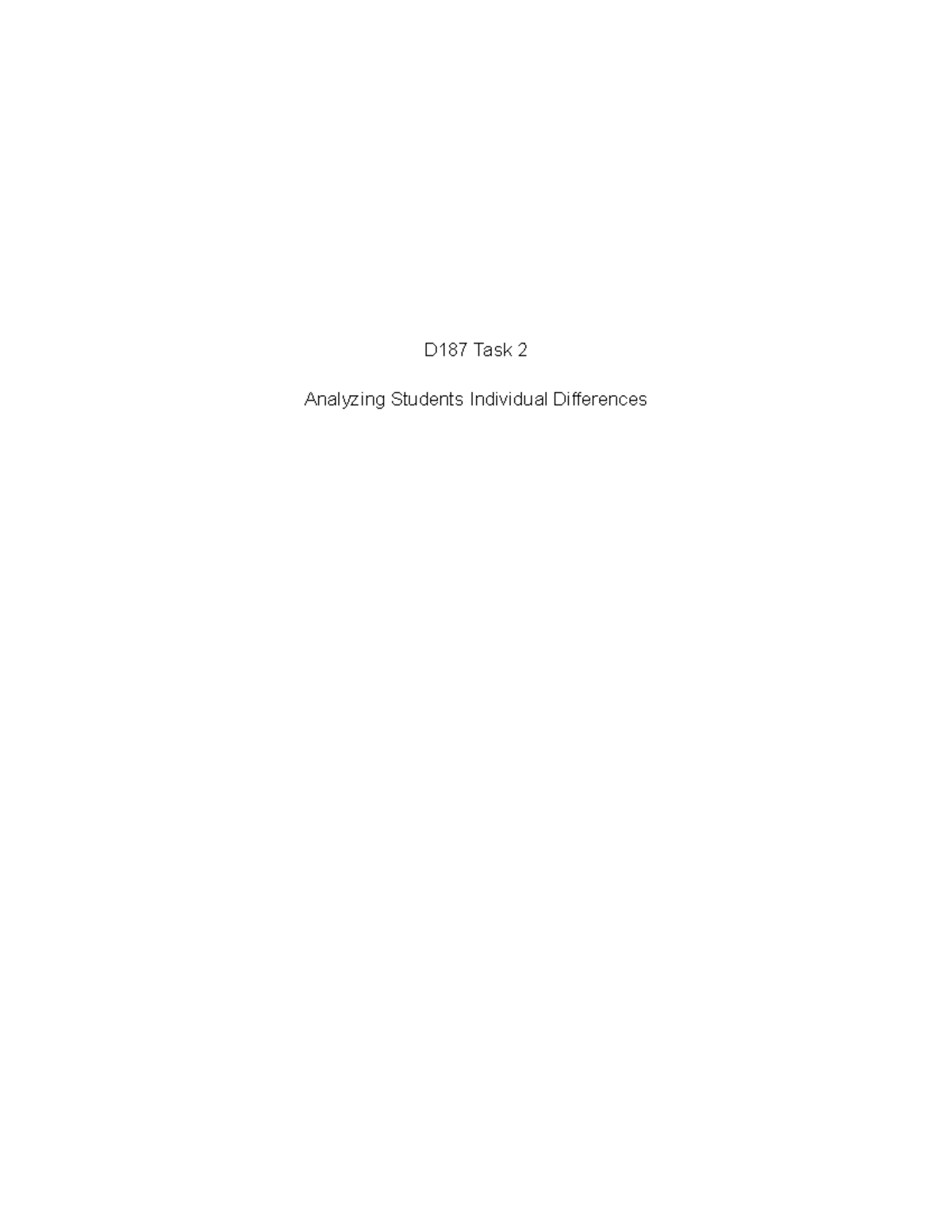 D187 Task 2 - PASSED ON 1ST TRY - D187 Task 2 Analyzing Students ...
