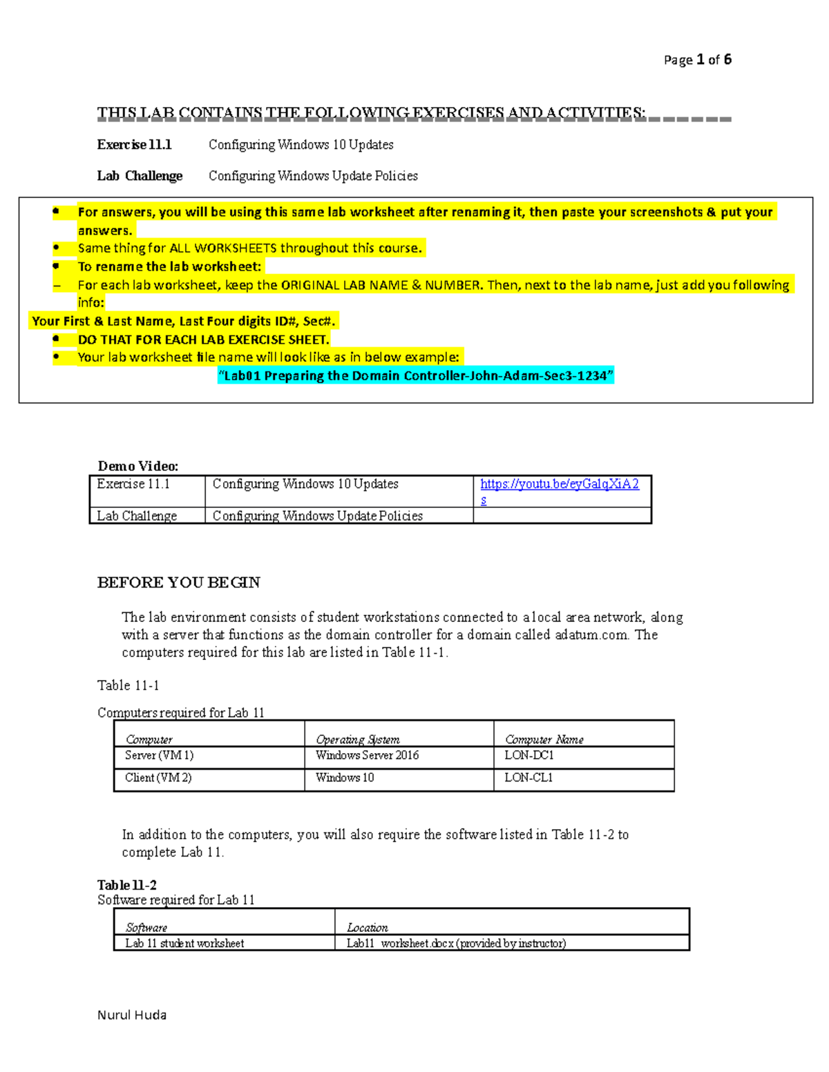 Lab11 Configuring Updates - THIS LAB CONTAINS THE FOLLOWING EXERCISES ...