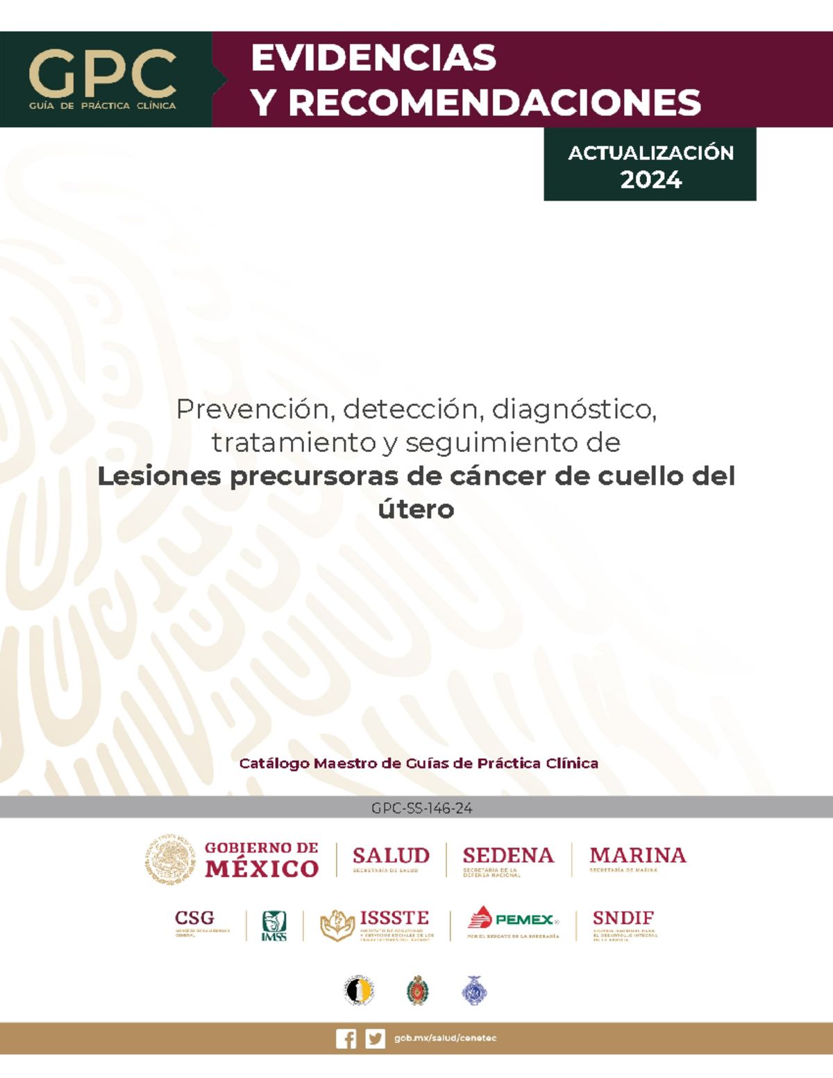 Guía de Práctica Clínica 2024: Lesiones Precursoras de Cáncer de Cuello