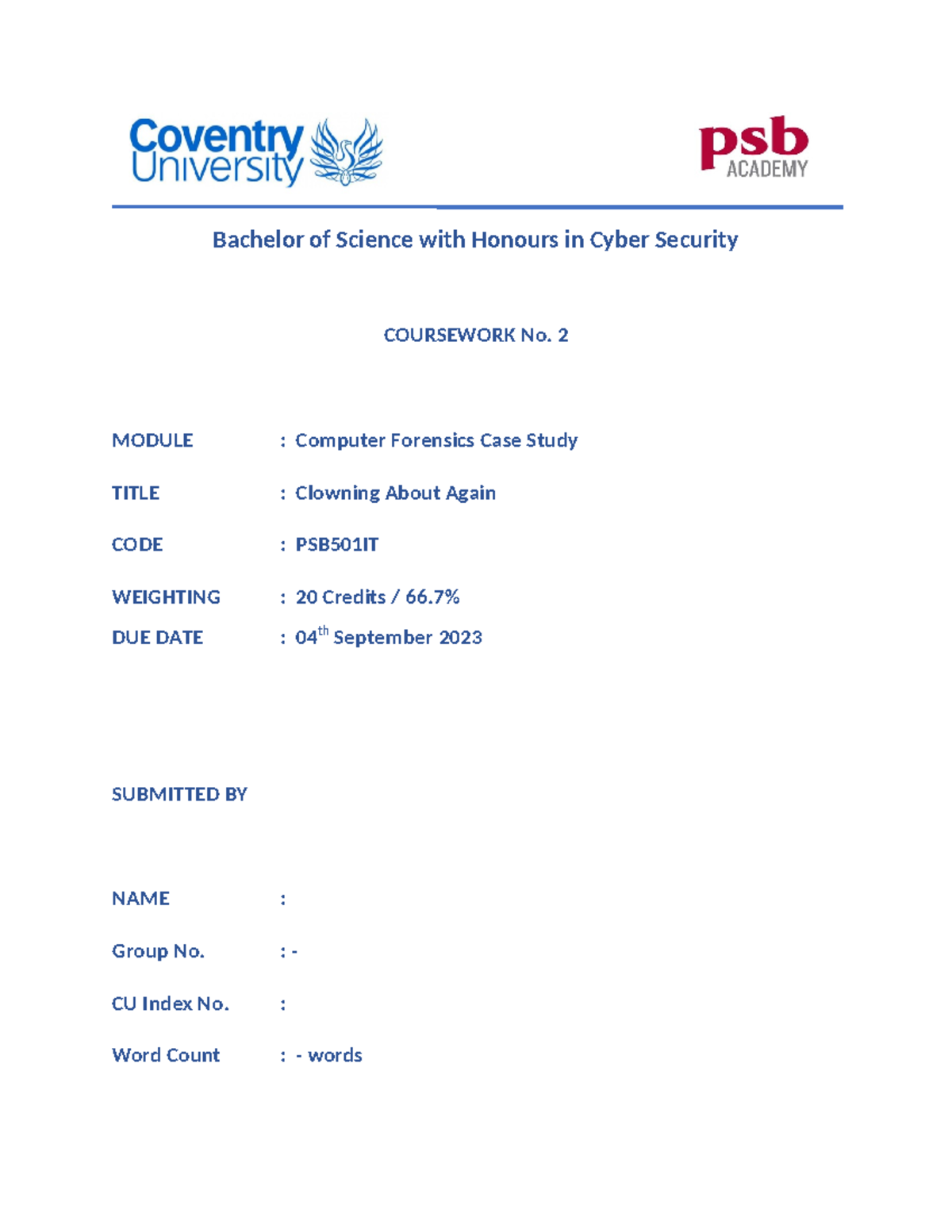 Computer Forensics Case Study: Clowning About Again (PSB501IT) - Studocu