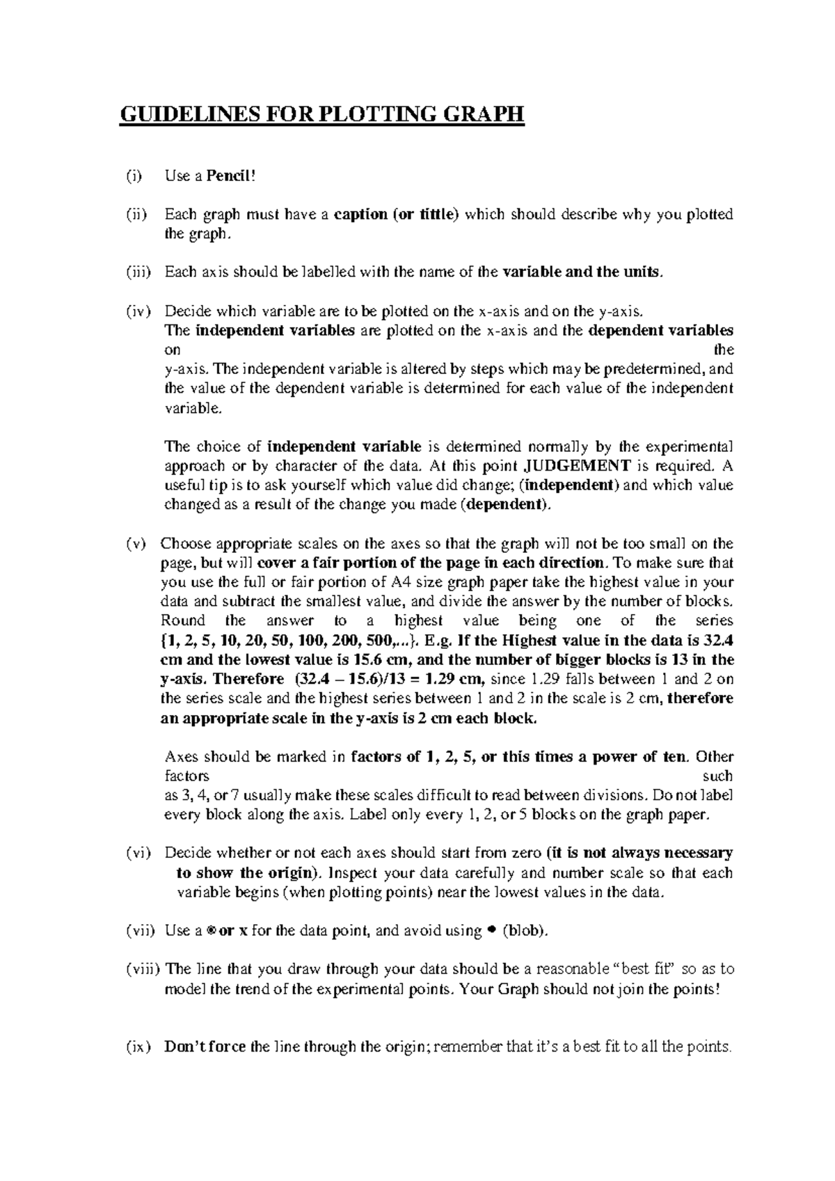 3.1 Guidelines for plotting graph - GUIDELINES FOR PLOTTING GRAPH (i ...