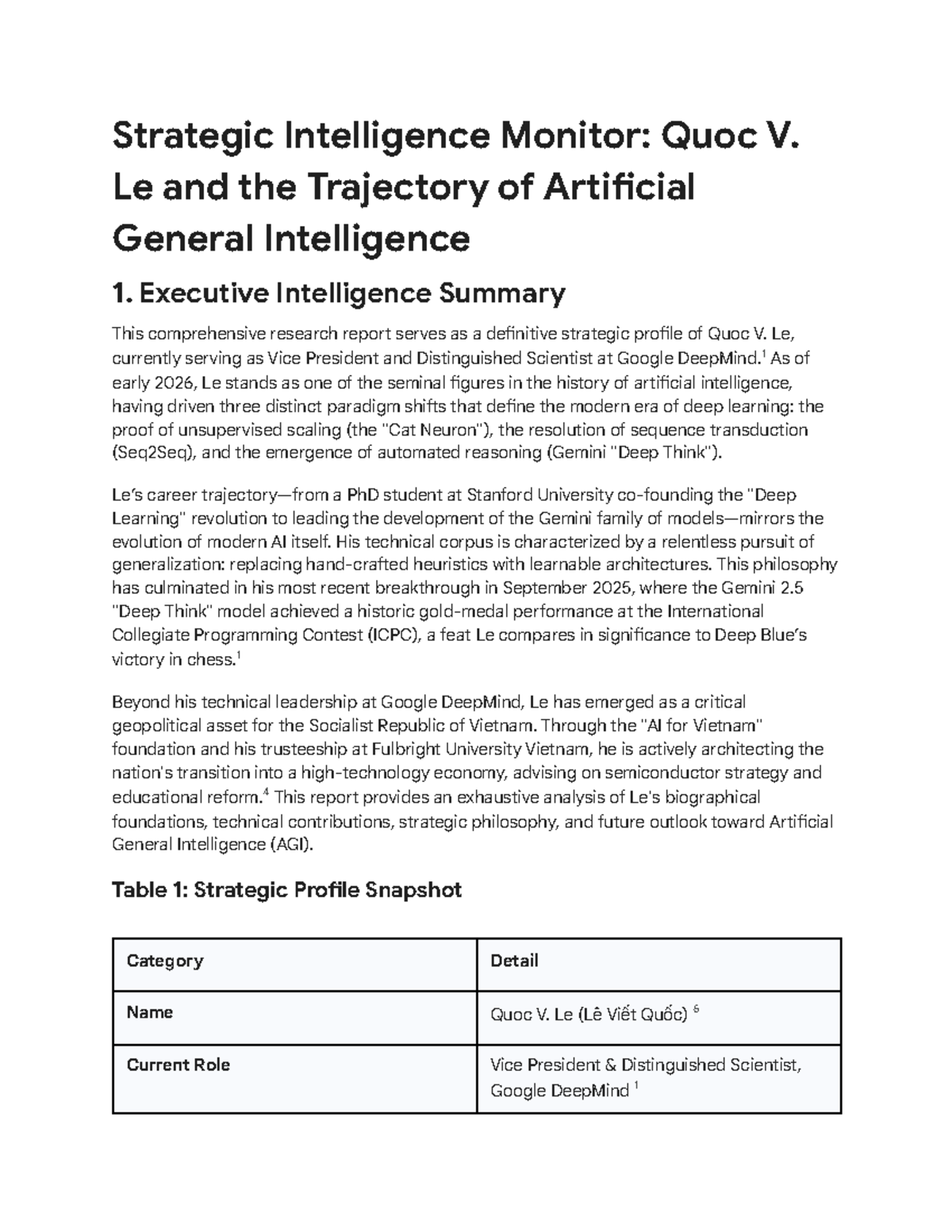 Strategic Intelligence Monitor: Quoc V. Le's Impact on AGI - Studocu