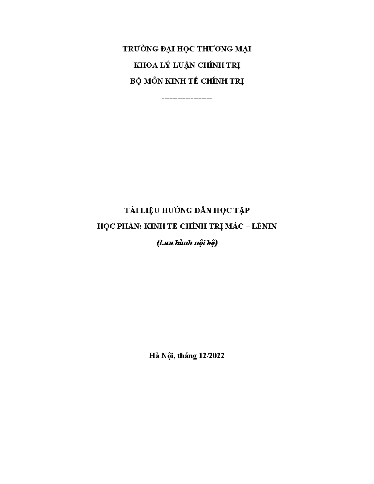 Tài Liệu Hướng Dẫn Học Tập Kinh Tế Chính Trị Mác Lênin (9-3) - Studocu