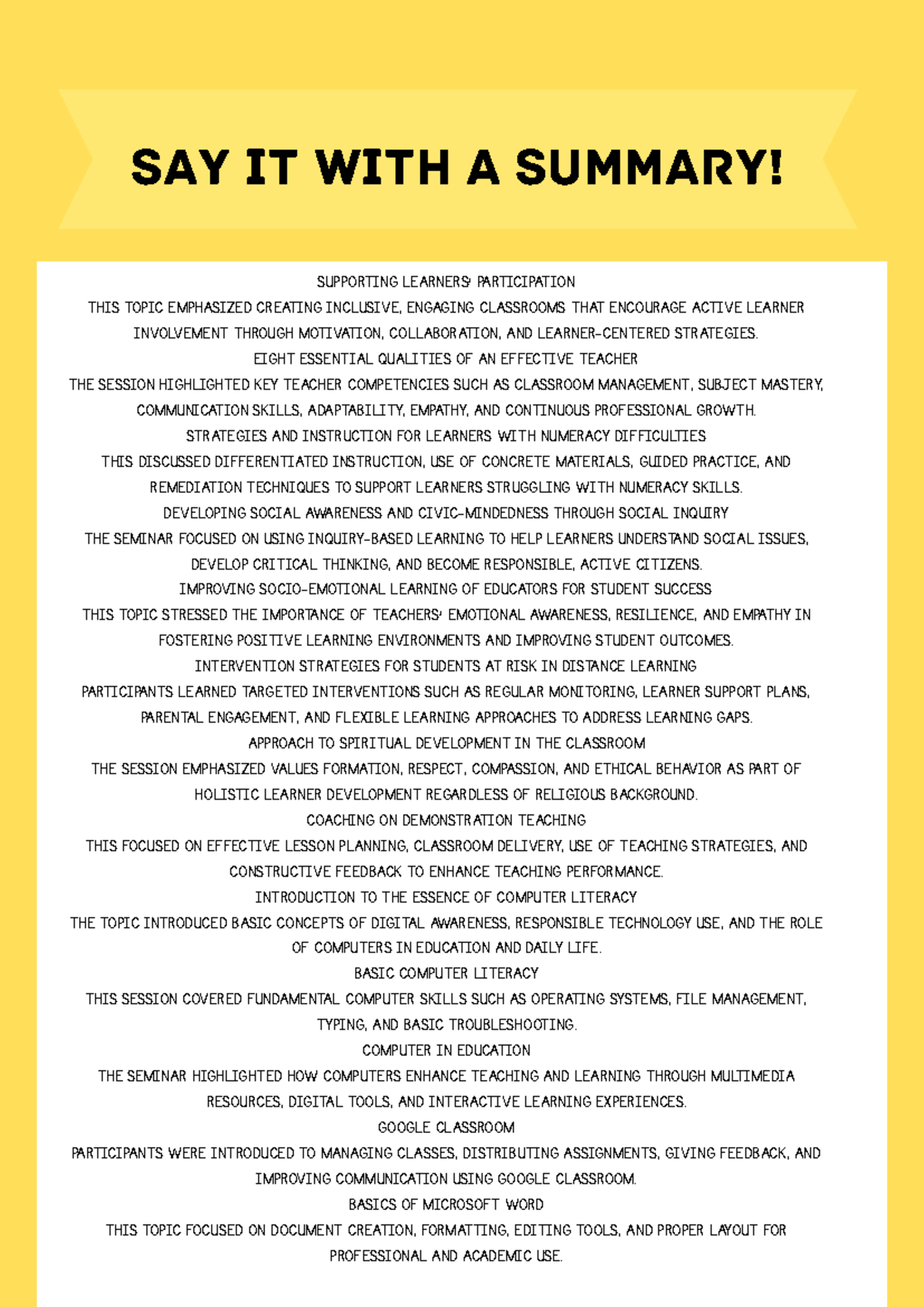 EDU 101: Summary of Key Teaching Strategies and Tech Tools - Studocu