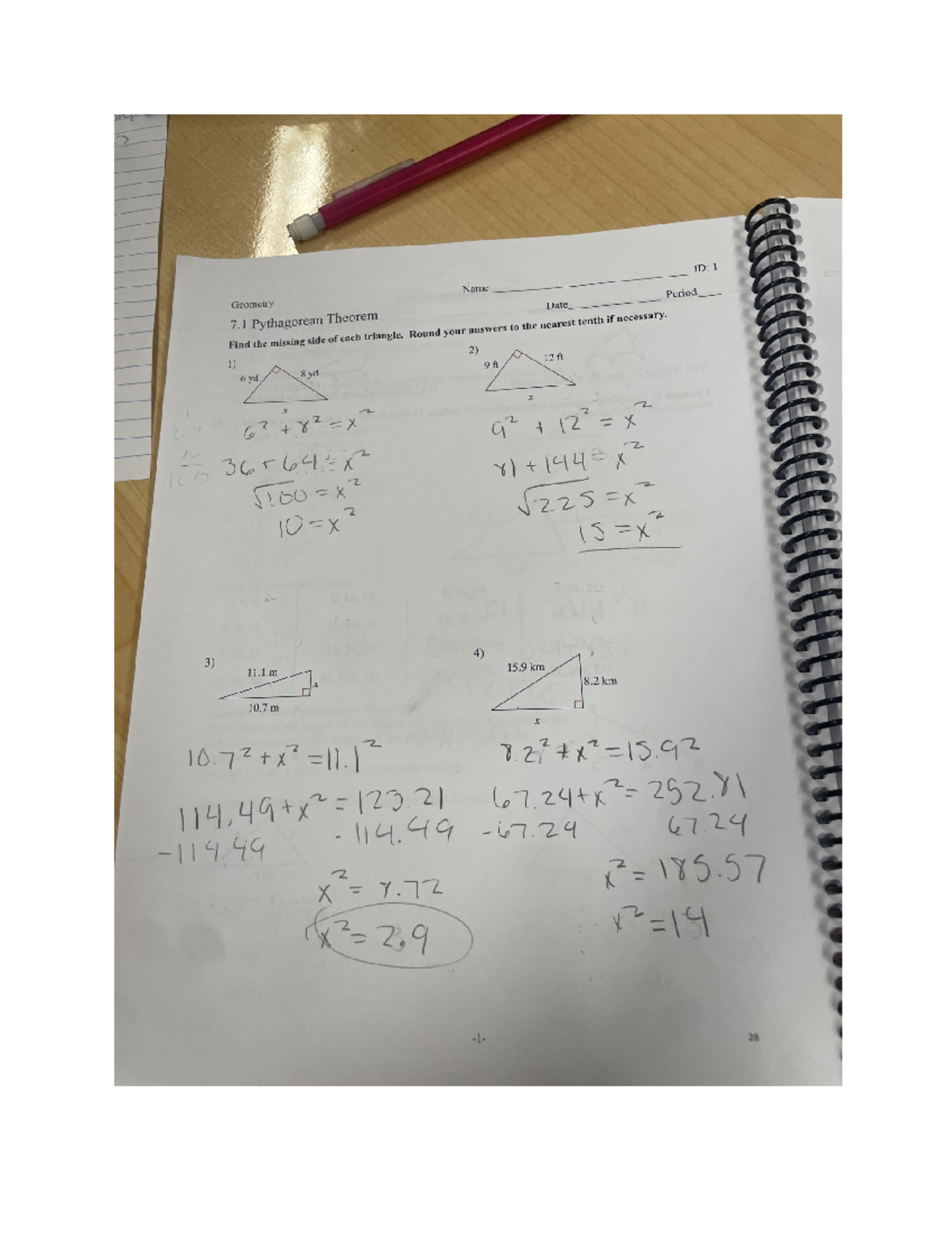 7.1 Pythagorean Theorem Homework - Geometry Study by Alexa Heredia ...