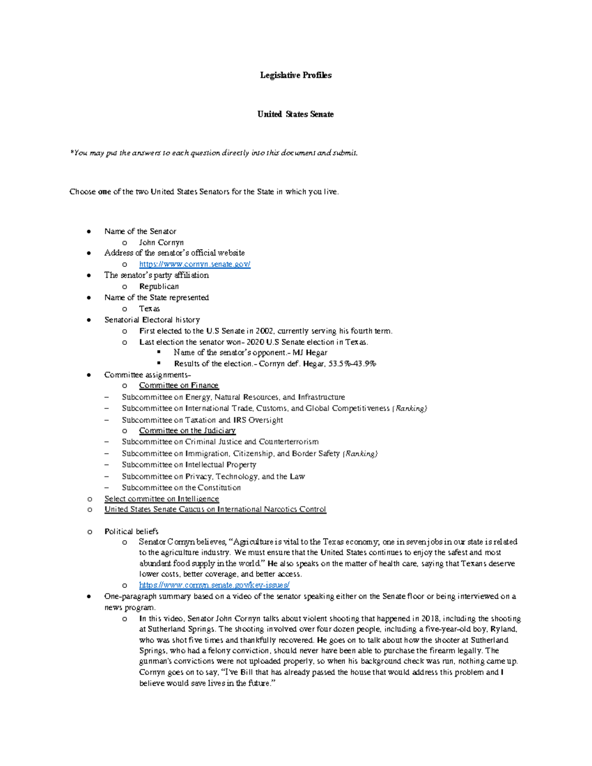Document - legislative profiles - Legislative Profiles United States ...
