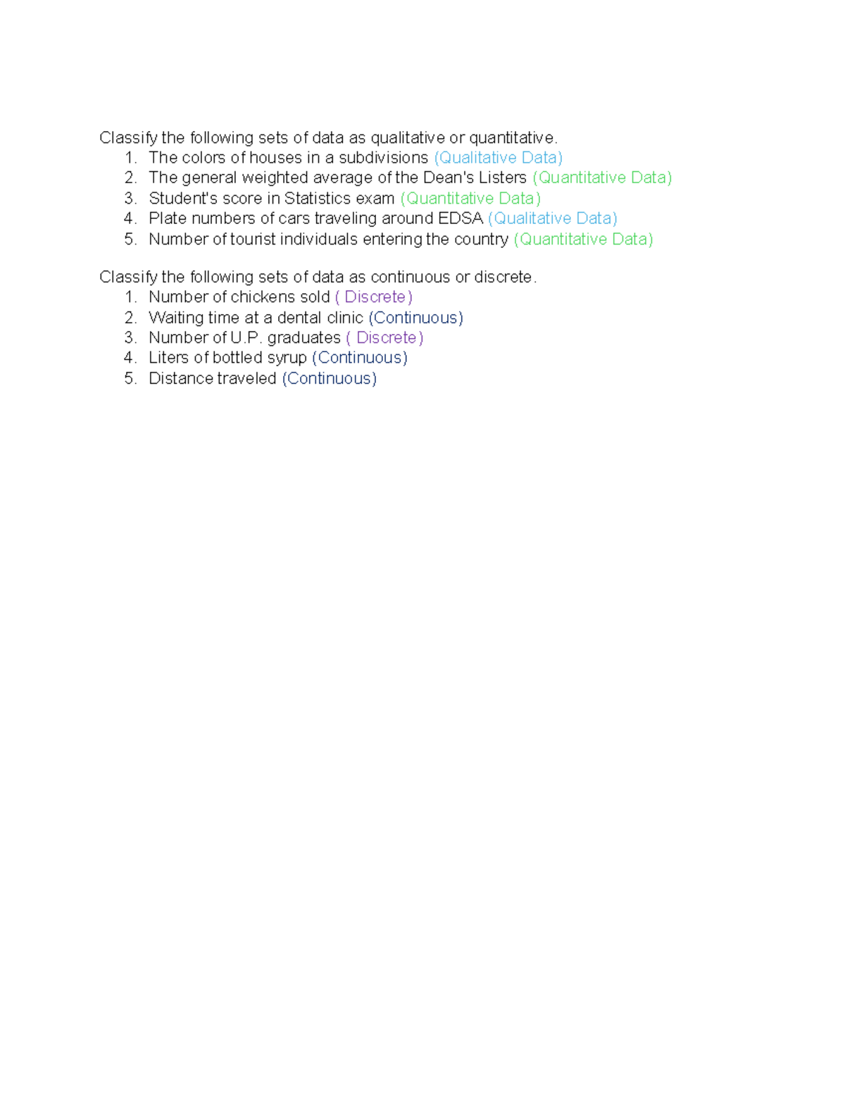 Eda activity 1 assignment - Classify the following sets of data as ...