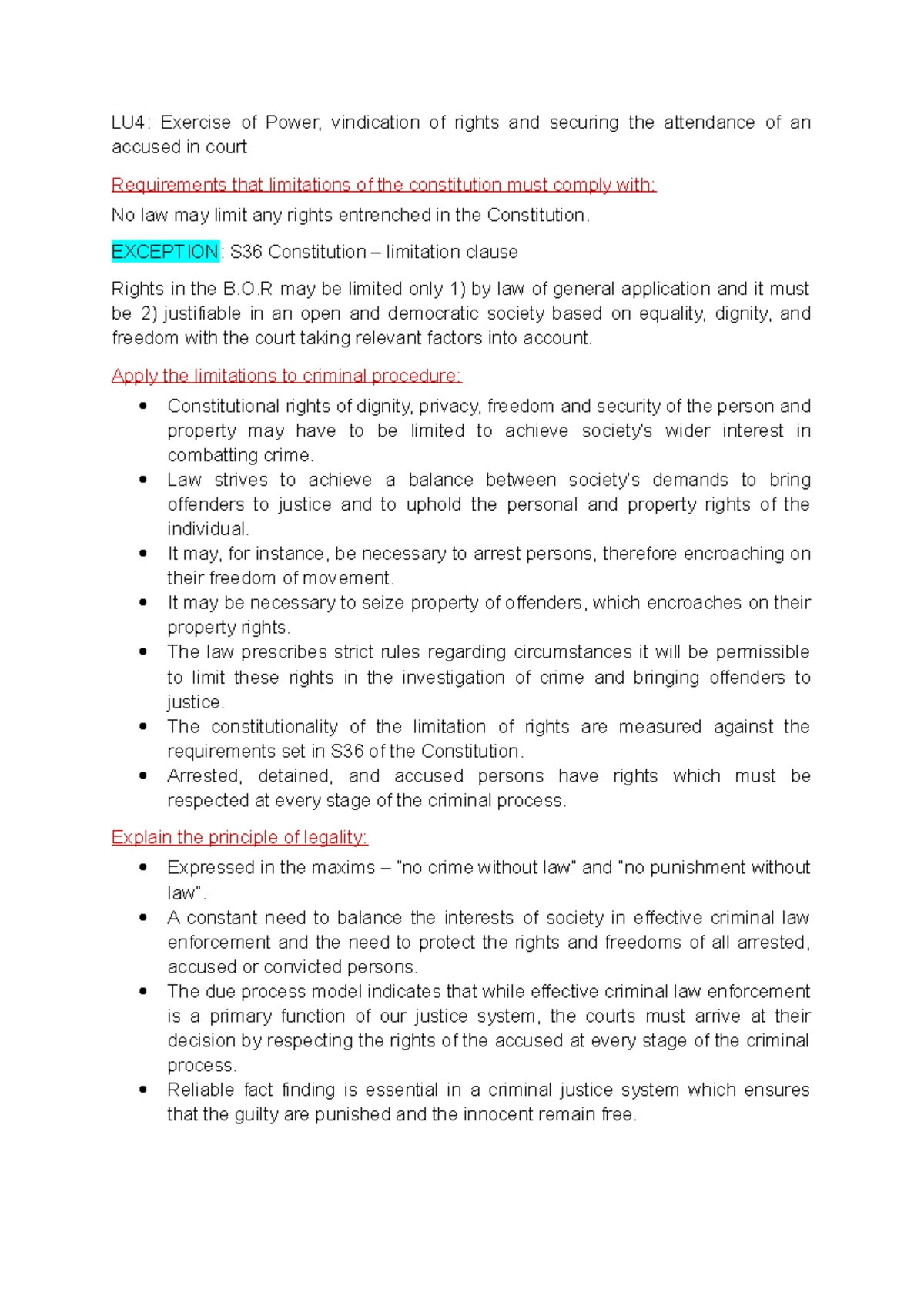 LU5 Labour Law Notes: Unfair Dismissals & Discrimination Overview - Studocu