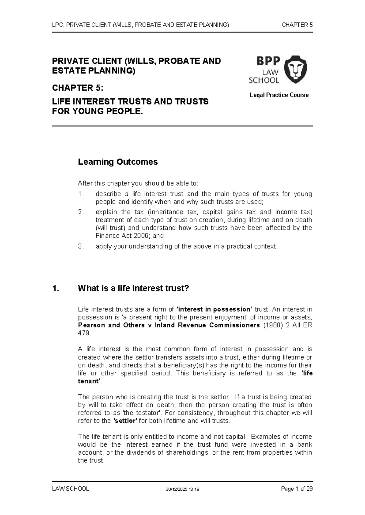 LPC: PRIVATE CLIENT (WILLS, PROBATE & ESTATE PLANNING) CH5 - LIFE ...
