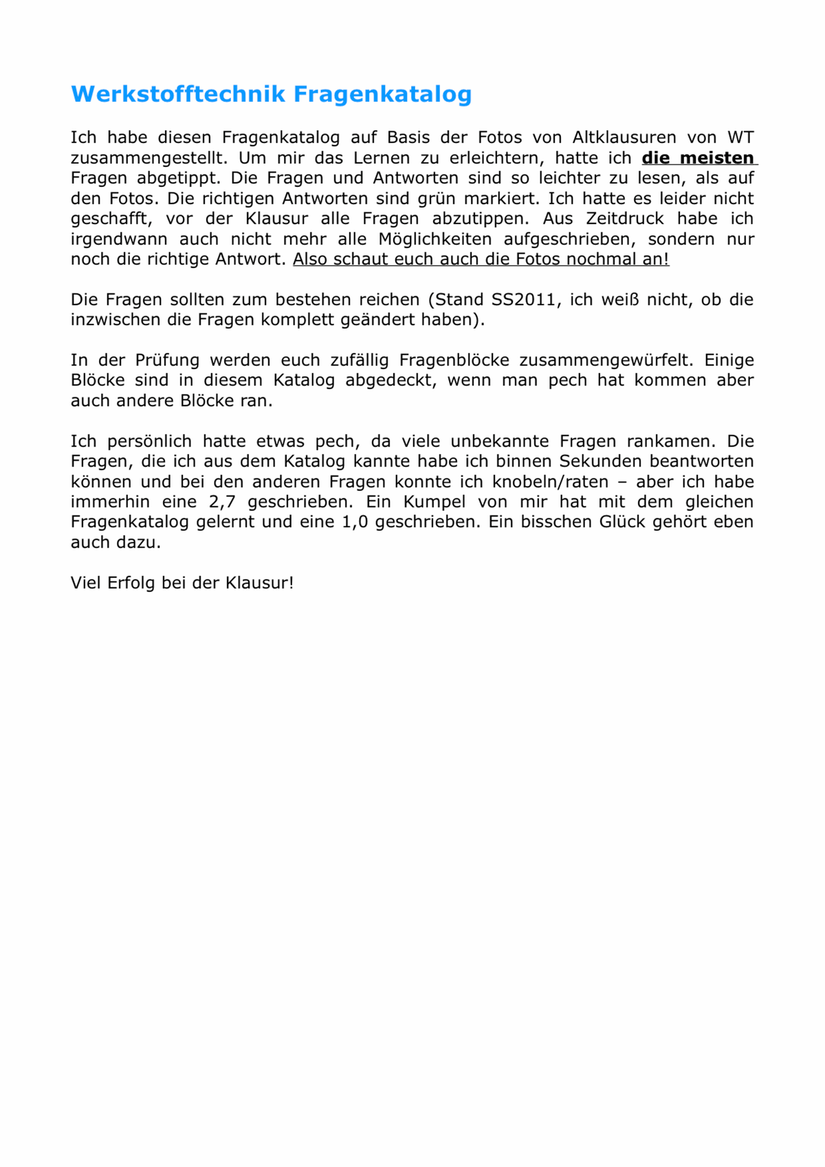 Werkstofftechnik Fragenpool: Neueste Fragen und Antworten - Document Preview