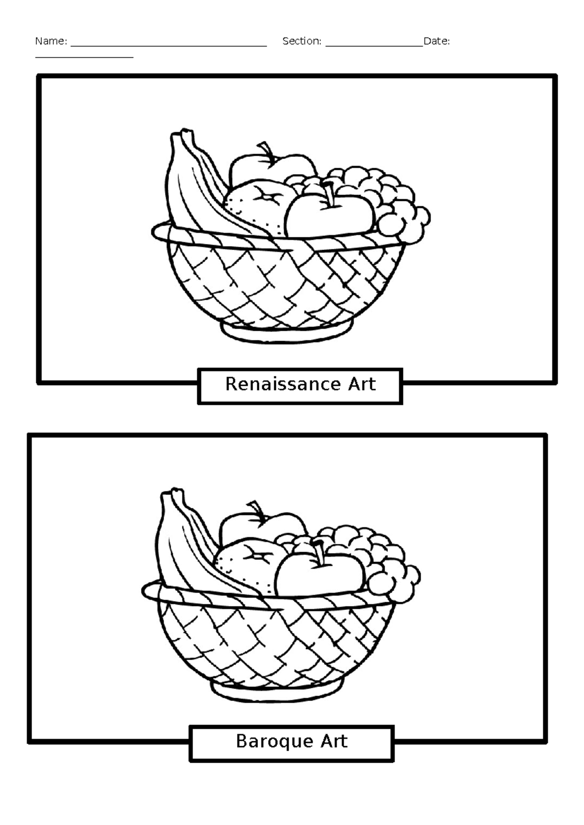 Renaissance VS Baroque - Science 10 - Name: Section: Date: Renaissance ...