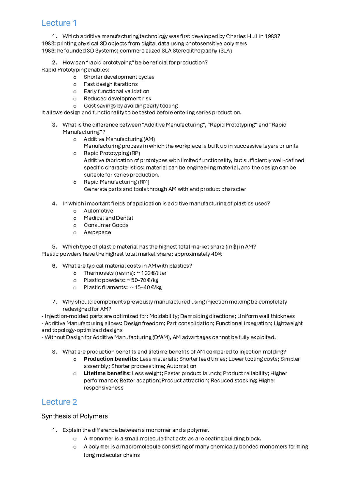 Additive Manufacturing Lecture Notes (AM 101) - Studocu