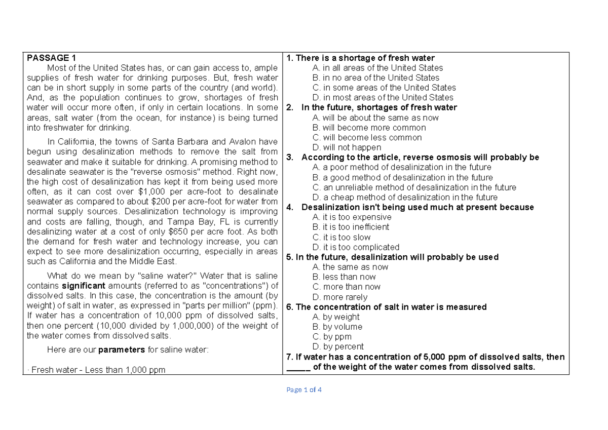 Reading Vstep - Passages 1 & 2 Analysis (BUỔI 1) - Studocu