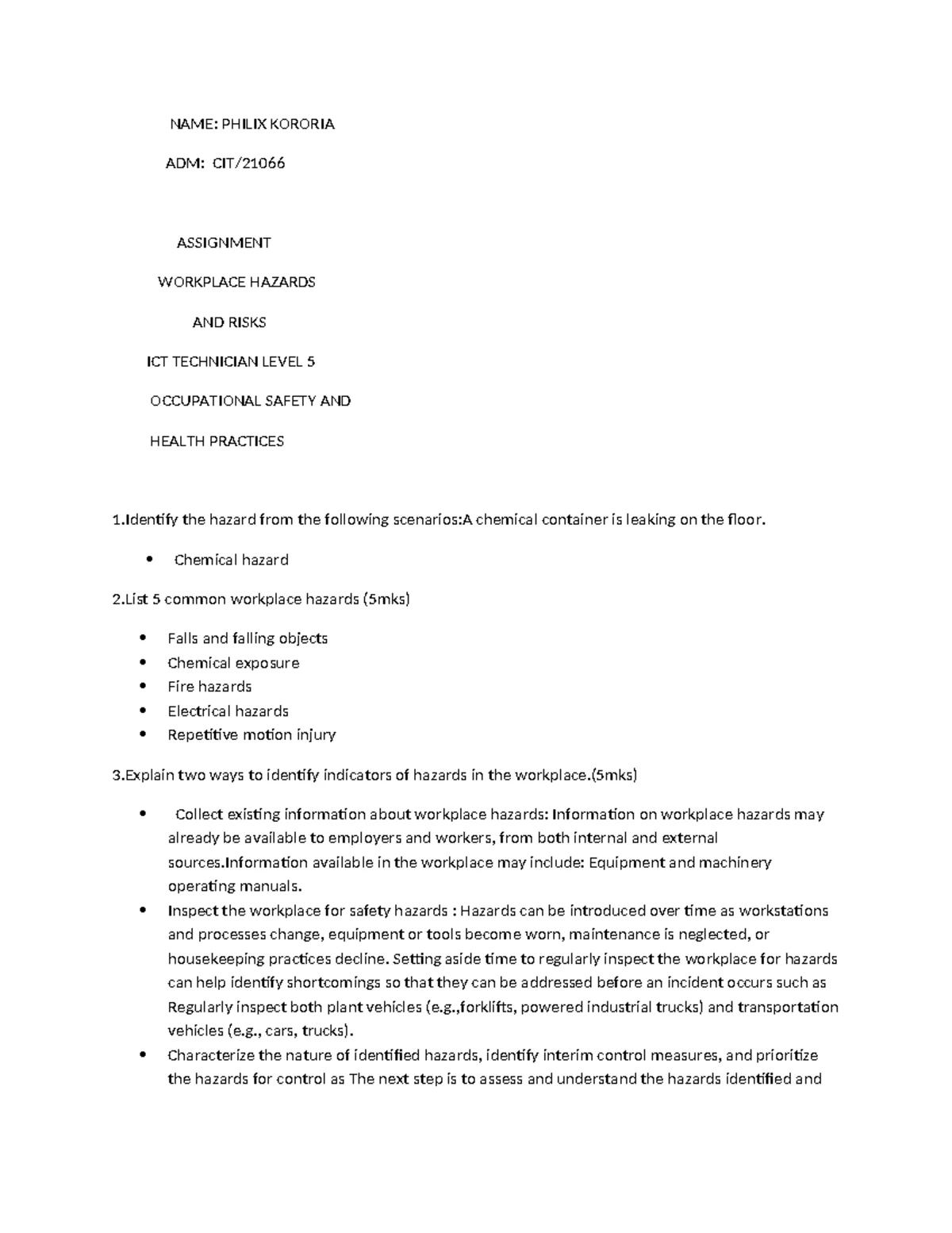 TVET CDACC Level 5 Masonry Work Practical Assessment Checklist - Studocu