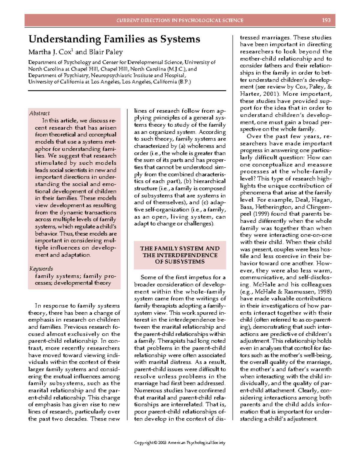 Understanding Family Systems and Child Development: Insights from PSY ...