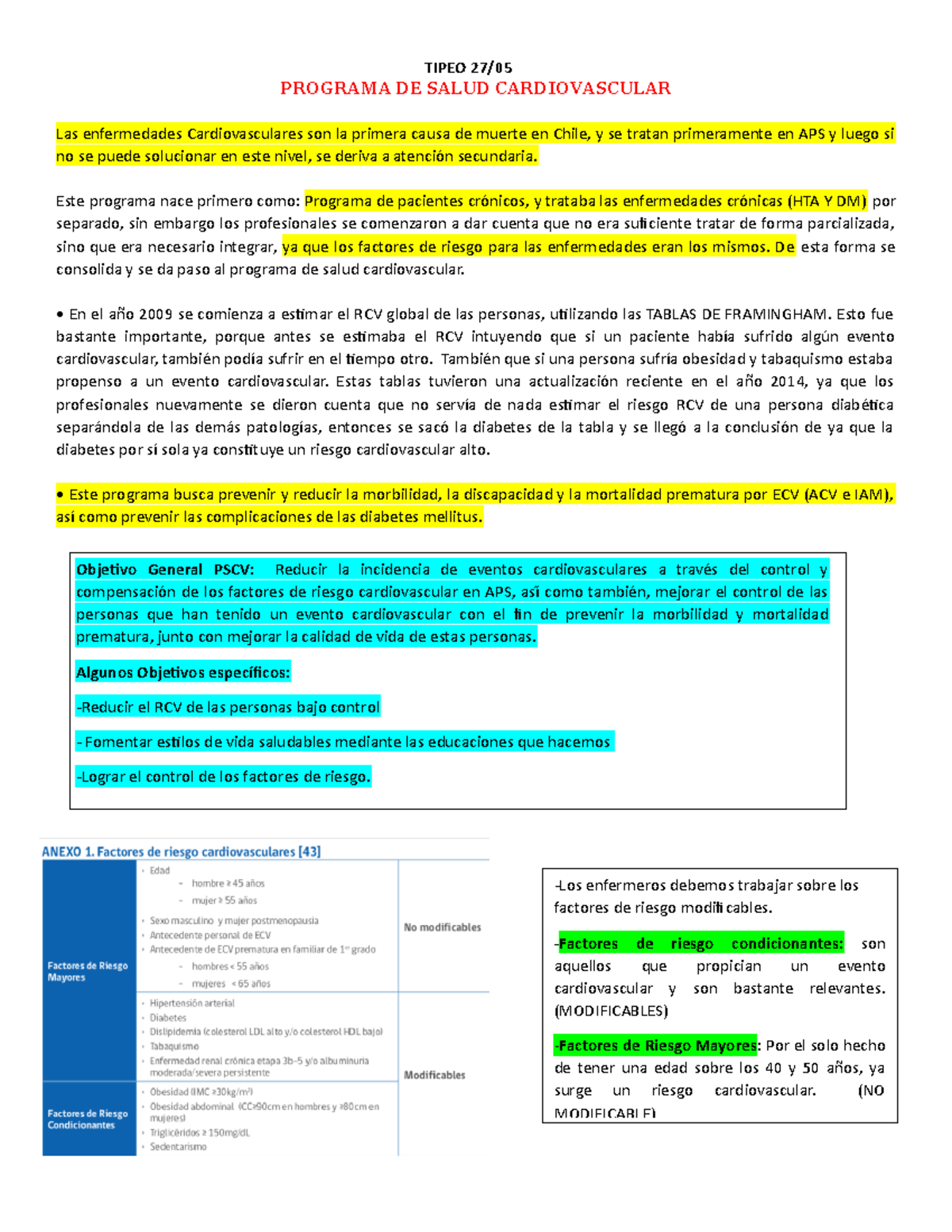 Programa de Salud Cardiovascular (PSCV) - Prevención y Control - Studocu