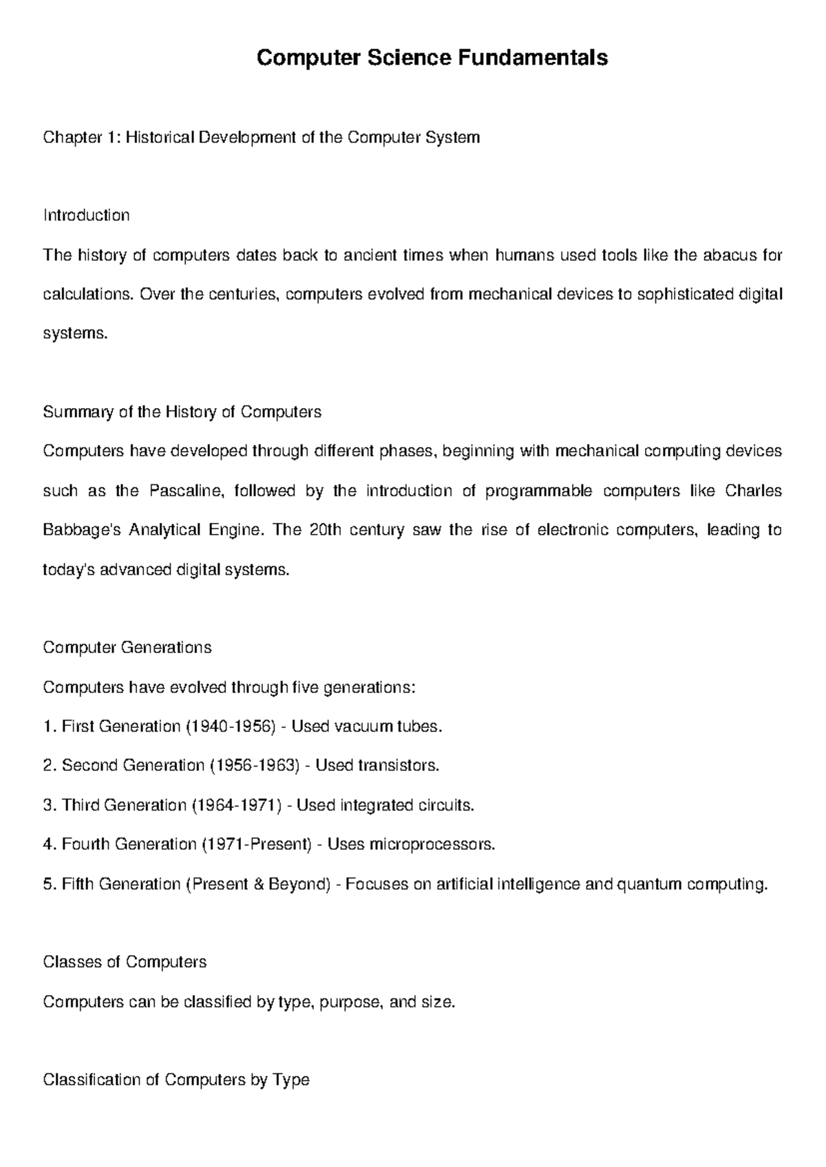 Csc highlight open test - Computer Science Fundamentals Chapter 1 ...