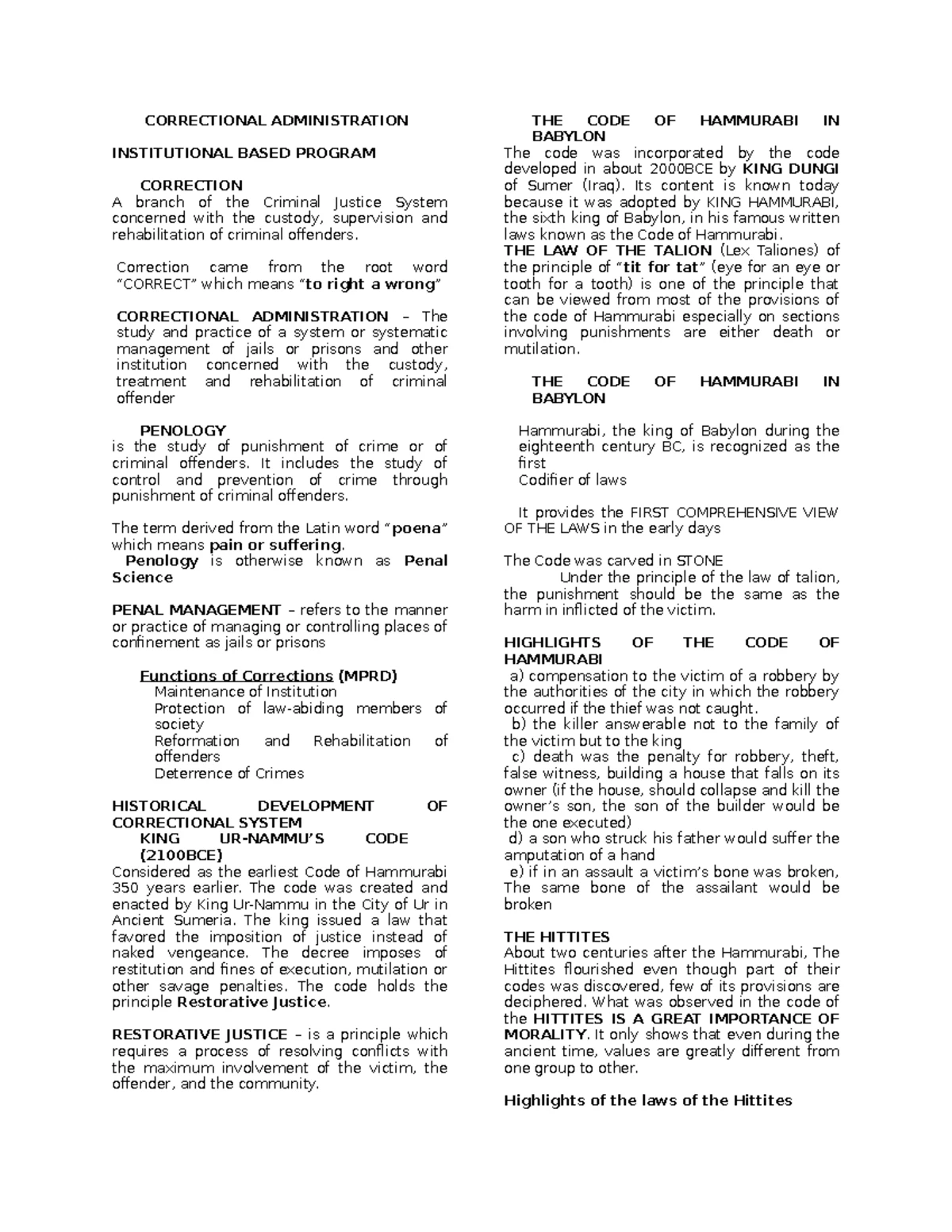 CORRECTIONAL ADMINISTRATION NOTES (PSMS) - A Comprehensive Overview ...