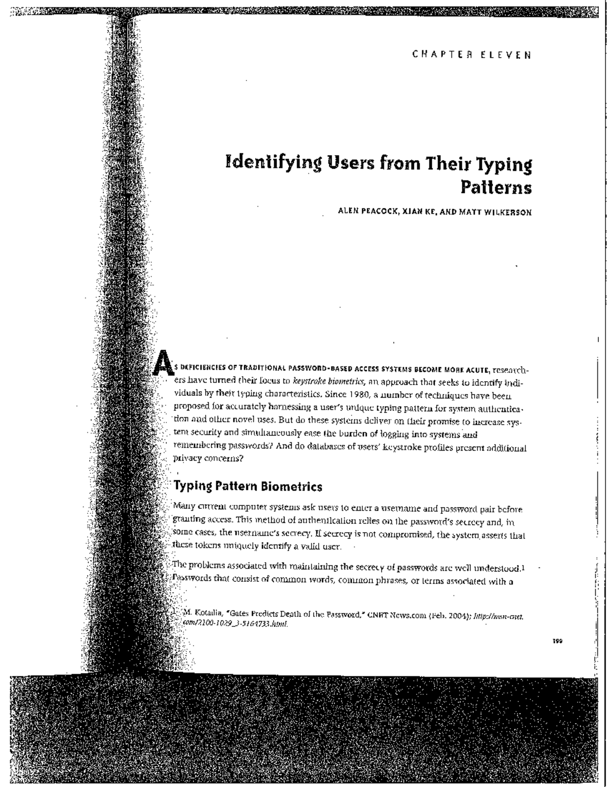 CHAPTER 11: Analyzing User Identification Through Typing Patterns ...