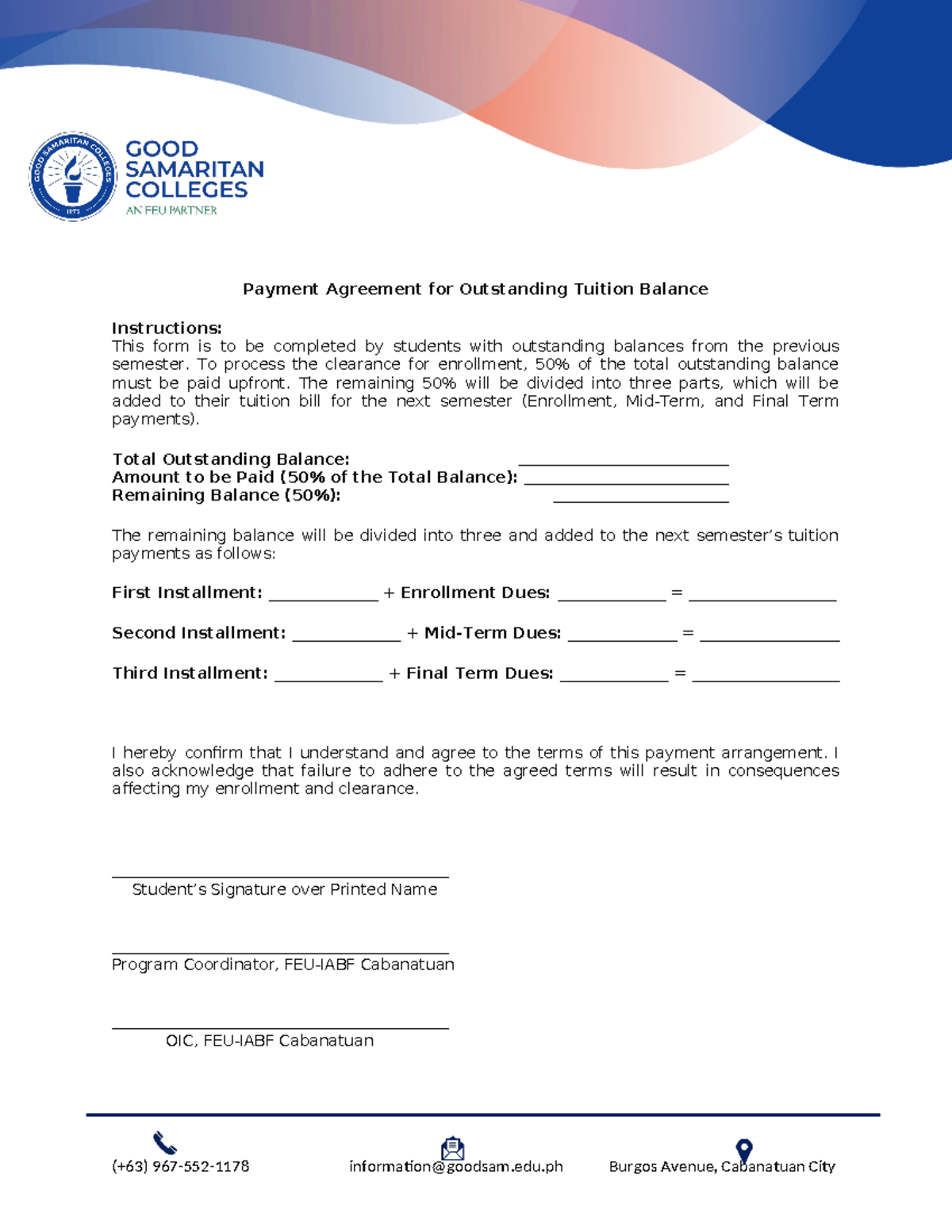 Promi-Attachment - NAAA - Payment Agreement for Outstanding Tuition ...